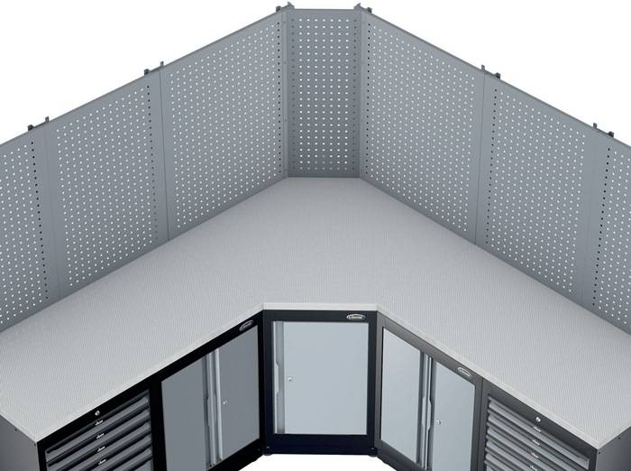 Lochplatte V6000-048 HxBmm Eckplatte f.Eck-Arbeitsplatte T.700mm VIGOR