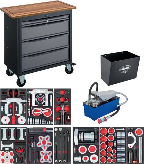 Rollwerkbank V7030-2 B907xT481xH990mm 4 Schubl.Spezialwerkzeug VIGOR