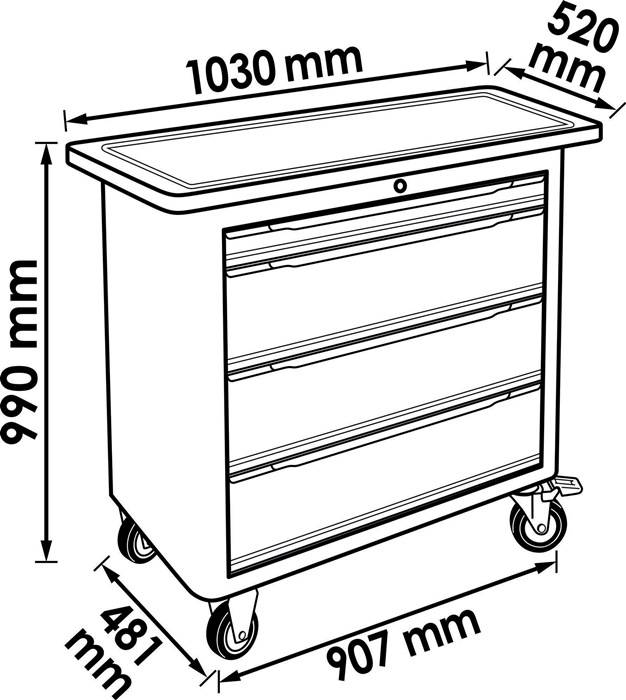 Rollwerkbank V7030-2 B907xT481xH990mm 4 Schubl.Spezialwerkzeug VIGOR