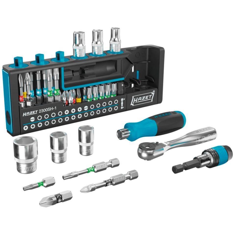 HAZET® Smartholder mit 39 Bits,1/4 Zoll, mit Umschalt-Knarre, 190x130x105mm