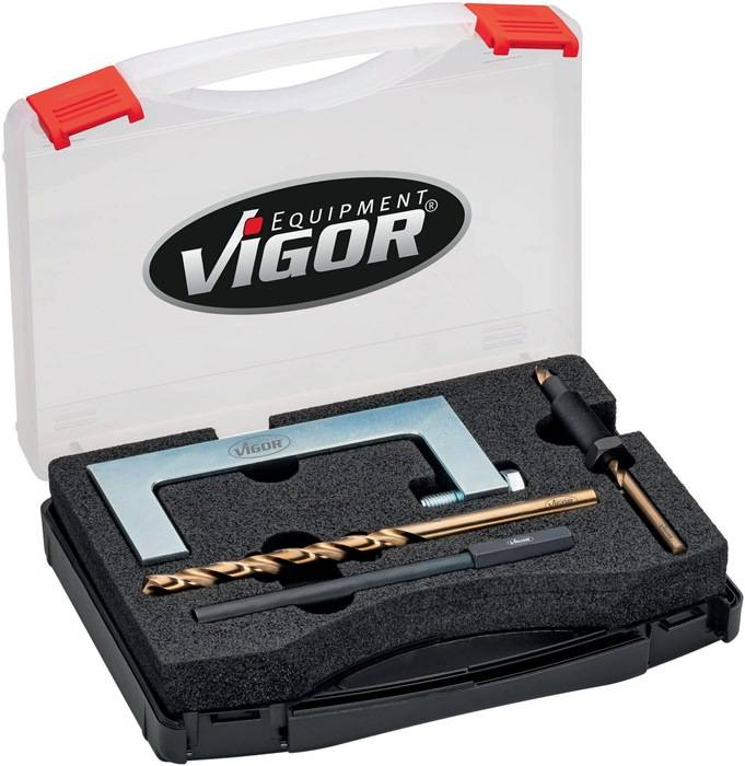 Demontage-Werkzeugsatz V4126N 3 Bohrer Andrückbügel Ausschlag-Werkz.5-tlg.VIGOR