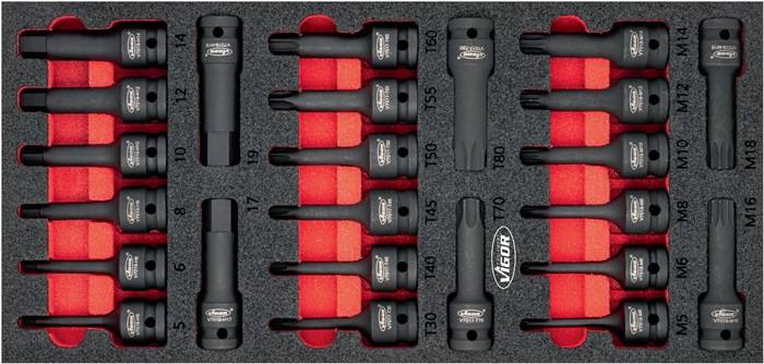 Werkzeugmodul V5603 S (188x393 mm) Schlagschrauber-Einsatz-Satz VIGOR
