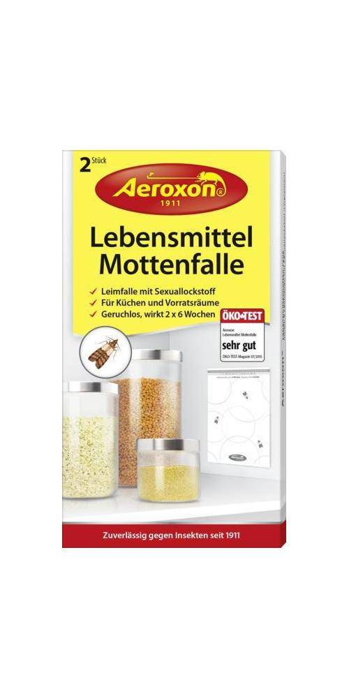 Aeroxon Lebensmittel Mottenfalle' Packung mit einer Mottenfalle, die in Küchen und Lagerkammern wirksam ist, geruchlos und 2x6 Wochen lang wirksam.