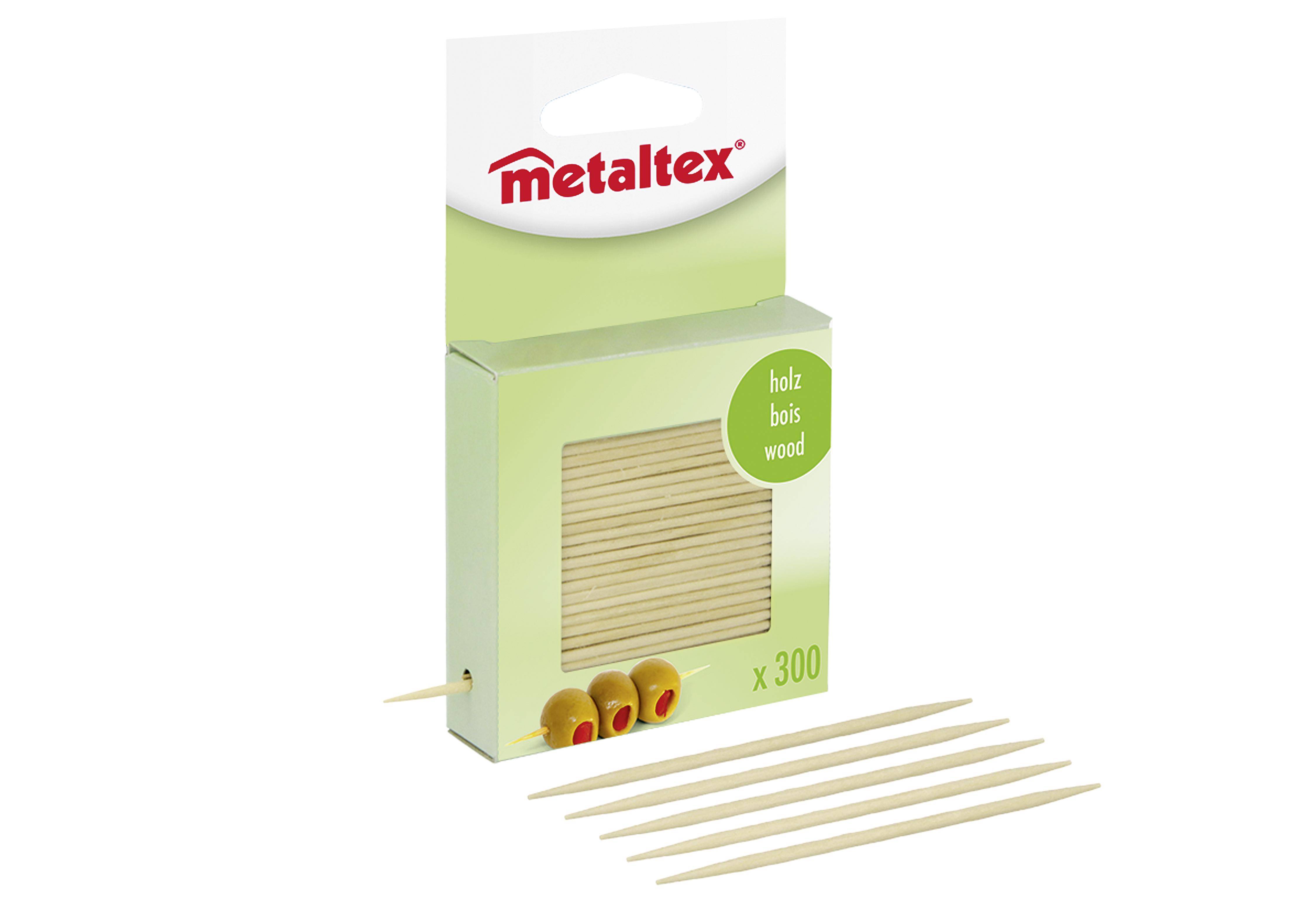 Eine Schachtel mit 300 Holzschäften von „metaltex