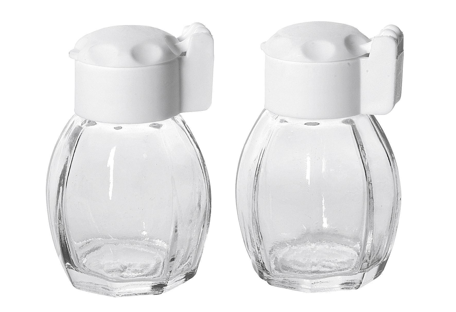 Metaltex Salz- und Pfefferstreuer Set mit Schnappdeckel, 7 cm, Glas,