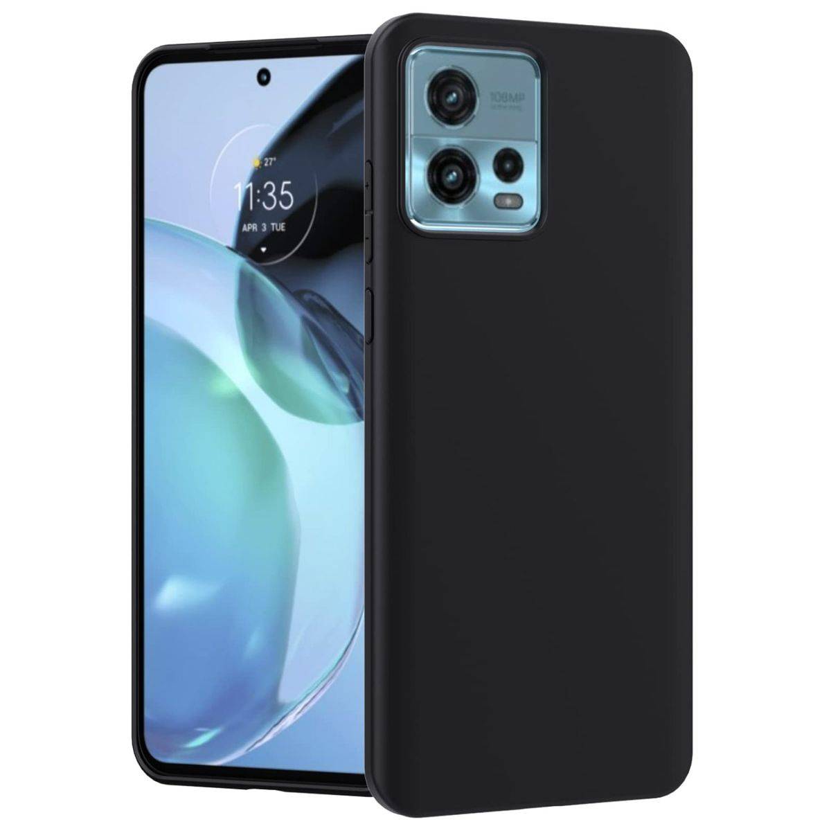 Für Motorola Moto G72 Silikoncase TPU Schutz Schwarz Handy Tasche Hülle Cover Etui Zubehör Neu