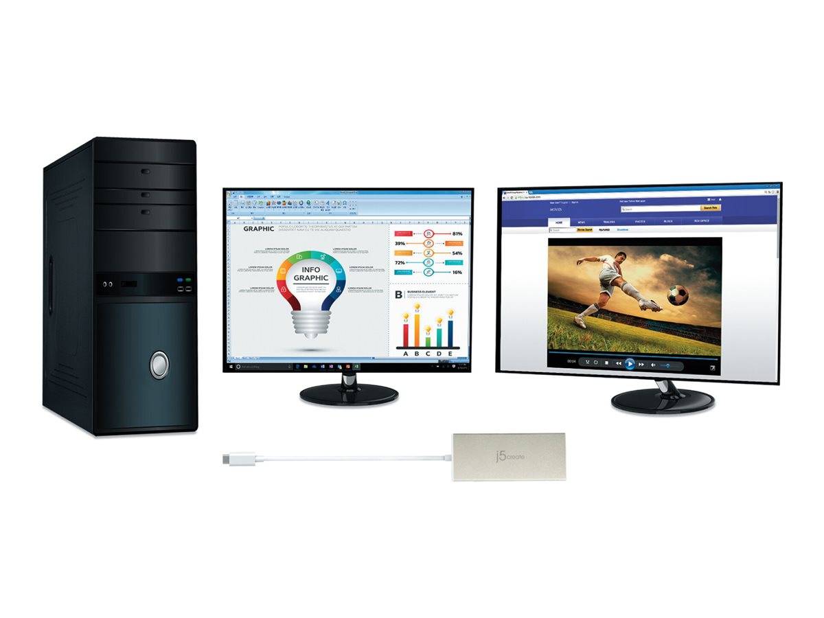 j5create JCD381-N - Dockingstation - USB-C - 2 x HDMI