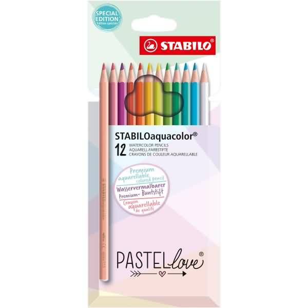Aquarell-Buntstift Stabiloaquacolor Pastellove 2,8 mm sortiert VE=12 Stifte