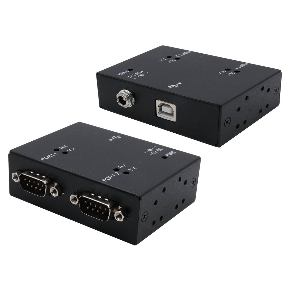 EXSYS - EX-13072HM USB 2.0 zu 2 x Seriell RS-232 FTDI Chip-Set Metallgehäuse - Kabel-/Adapterset