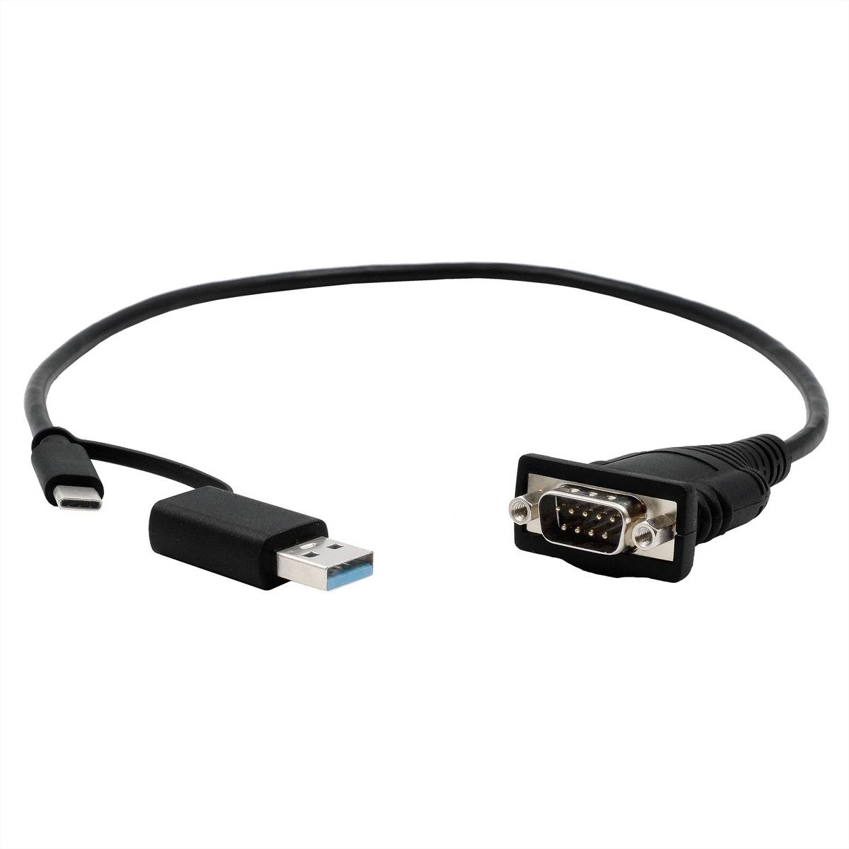 EXSYS EX-23001 USB 2.0 mit C- und A-Stecker zu 1 x Seriell RS-232 Kabel mit 9 Pin Stecker FTDI Chip-Set