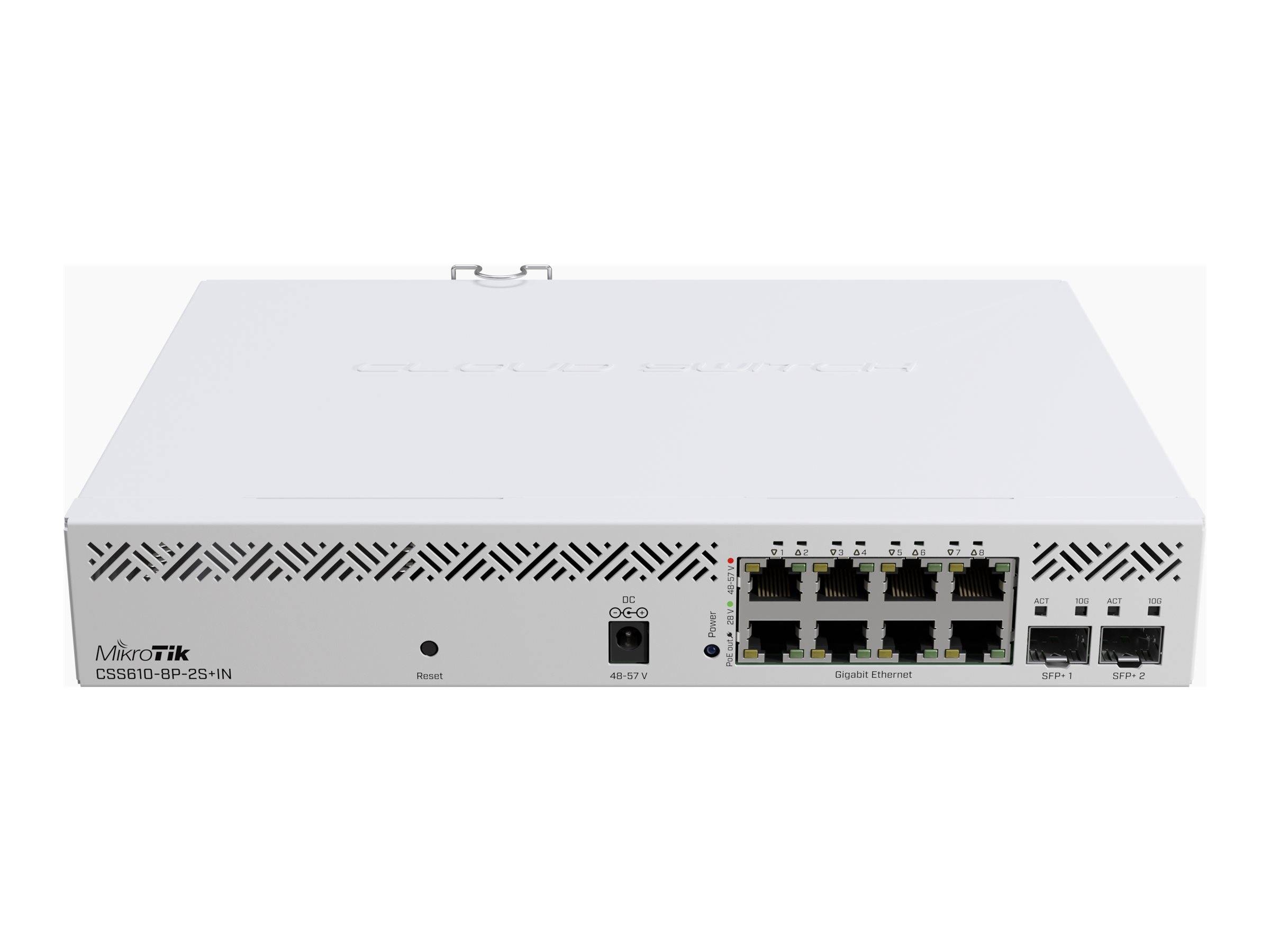 MikroTik CSS610-8P-2S+IN - Switch - Smart - 8 x 10/100/1000 + 2 x 10 Gigabit SFP+ - an Rack montierbar, Desktop - PoE+ (