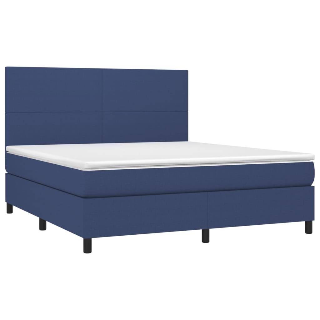 vidaXL Boxspringbett mit Matratze &amp; LED Blau 180x200 cm Stoff