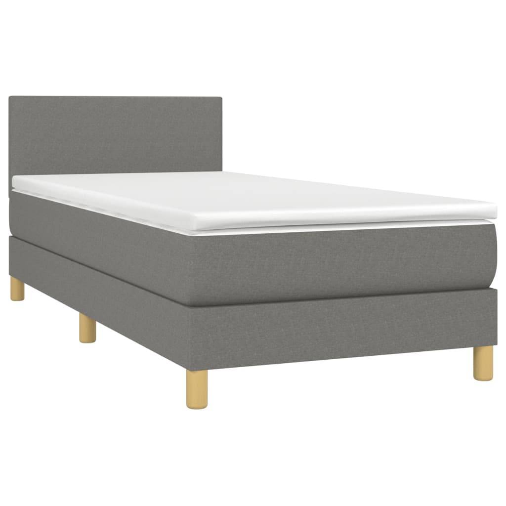 vidaXL Boxspringbett mit Matratze Dunkelgrau 100x200 cm Stoff