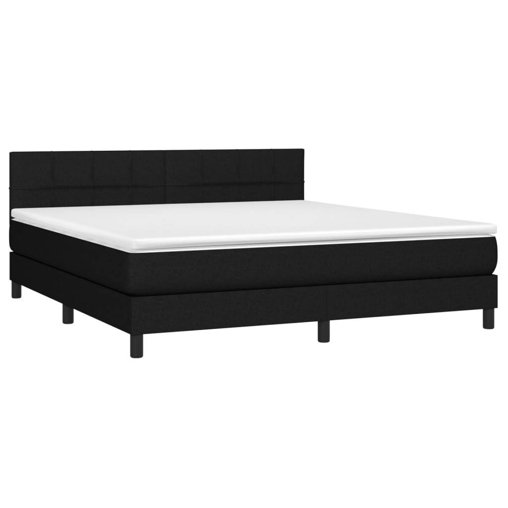 vidaXL Boxspringbett mit Matratze Schwarz 180x200 cm Stoff