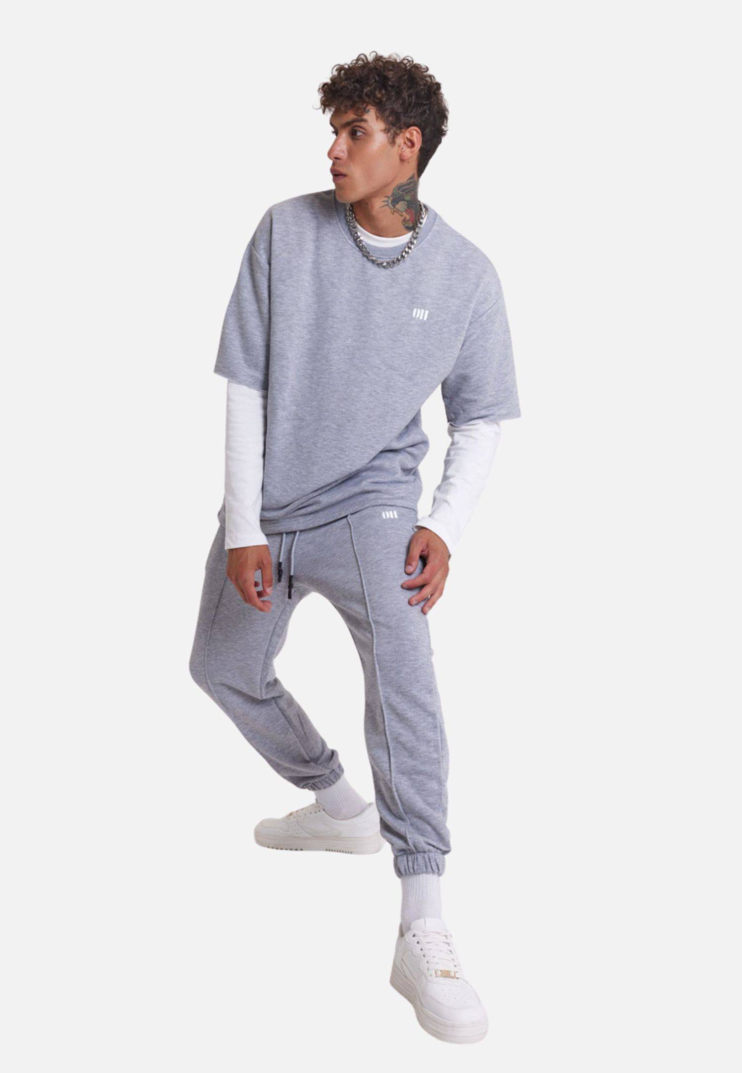 Set T-Shirt Jogger Jogginganzug Unisex M Grau-Melange