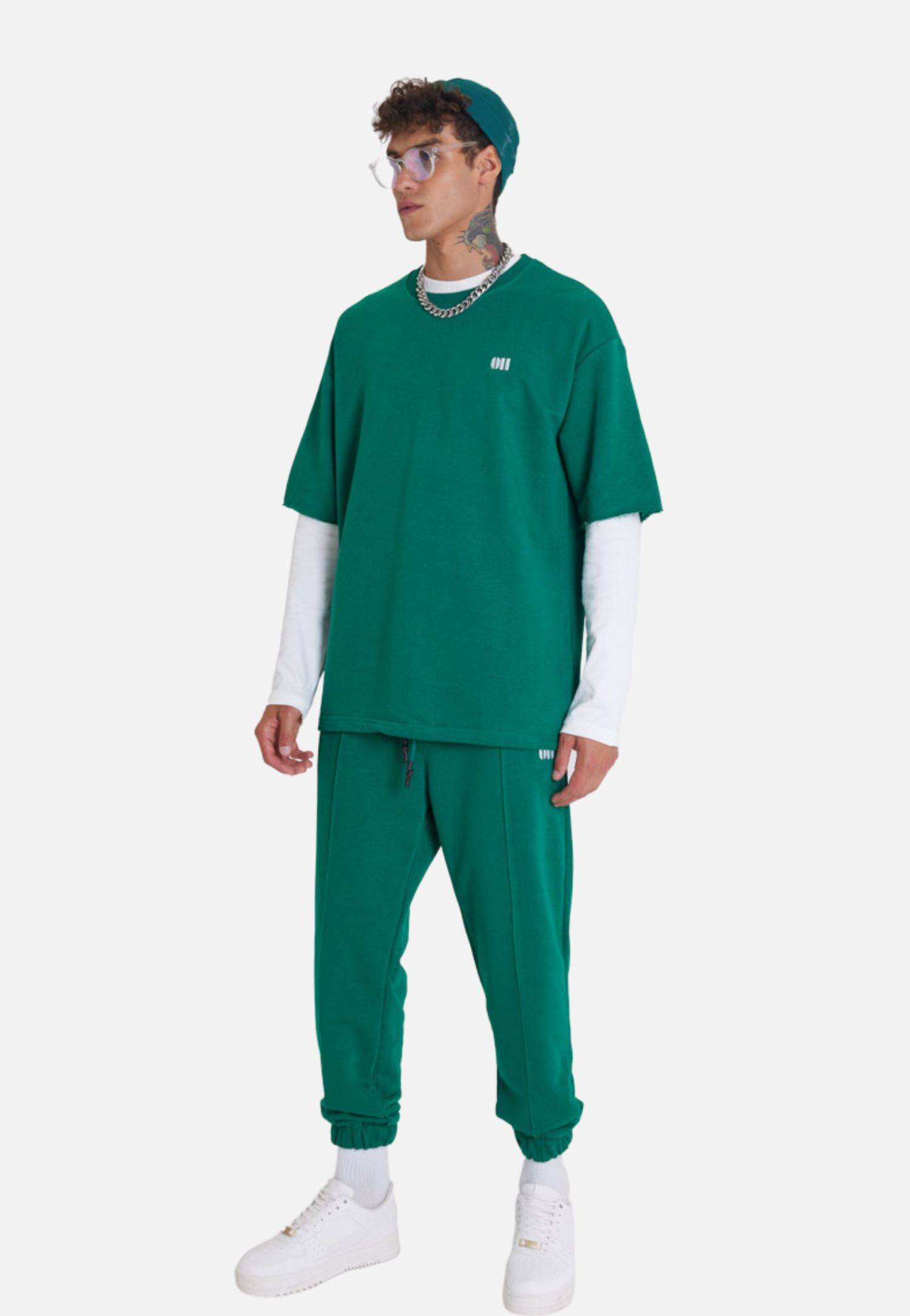 Set T-Shirt Jogger Jogginganzug Unisex M Grün