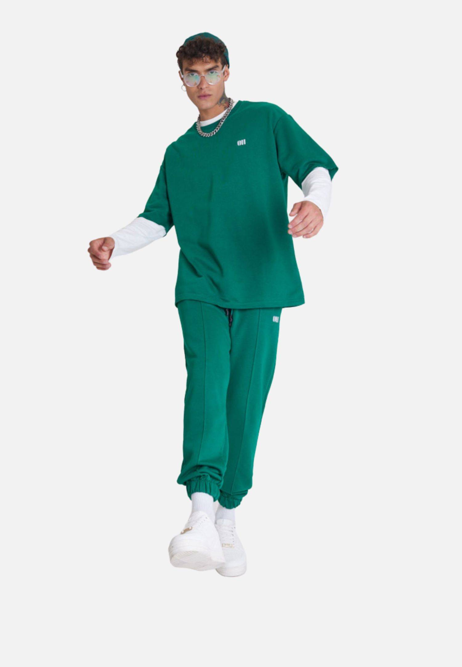 Set T-Shirt Jogger Jogginganzug Unisex XL Grün