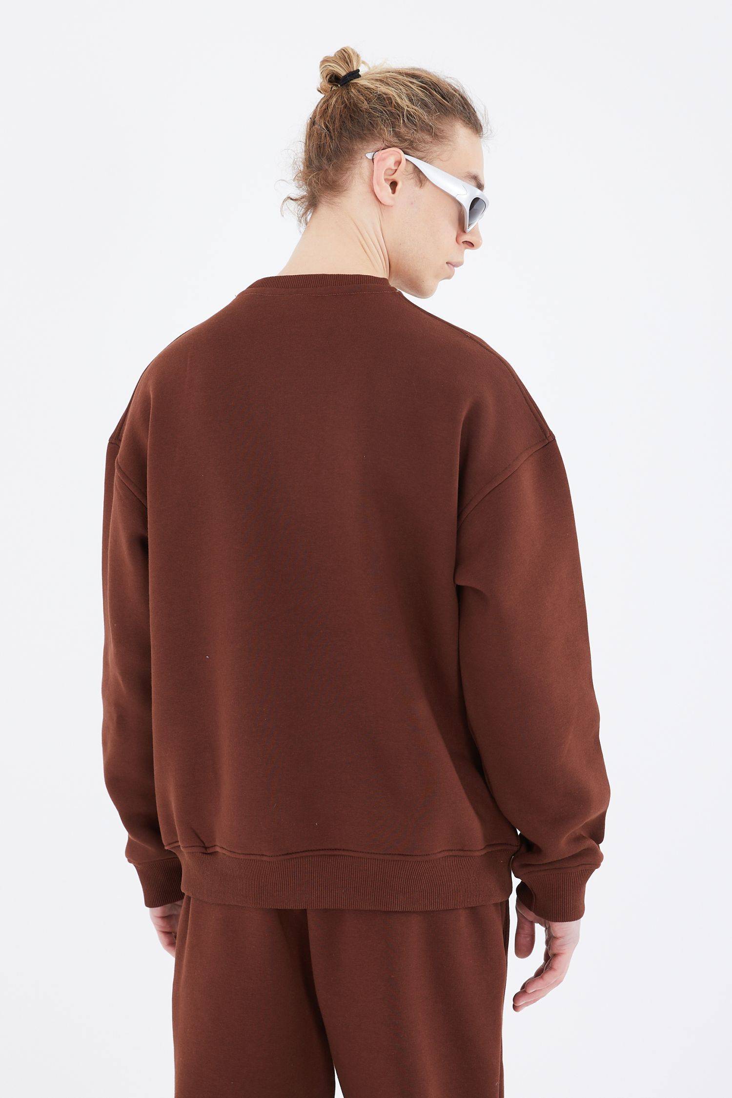 Basic Sweatshirt Oversize Fit Pullover Unisex XS Braun