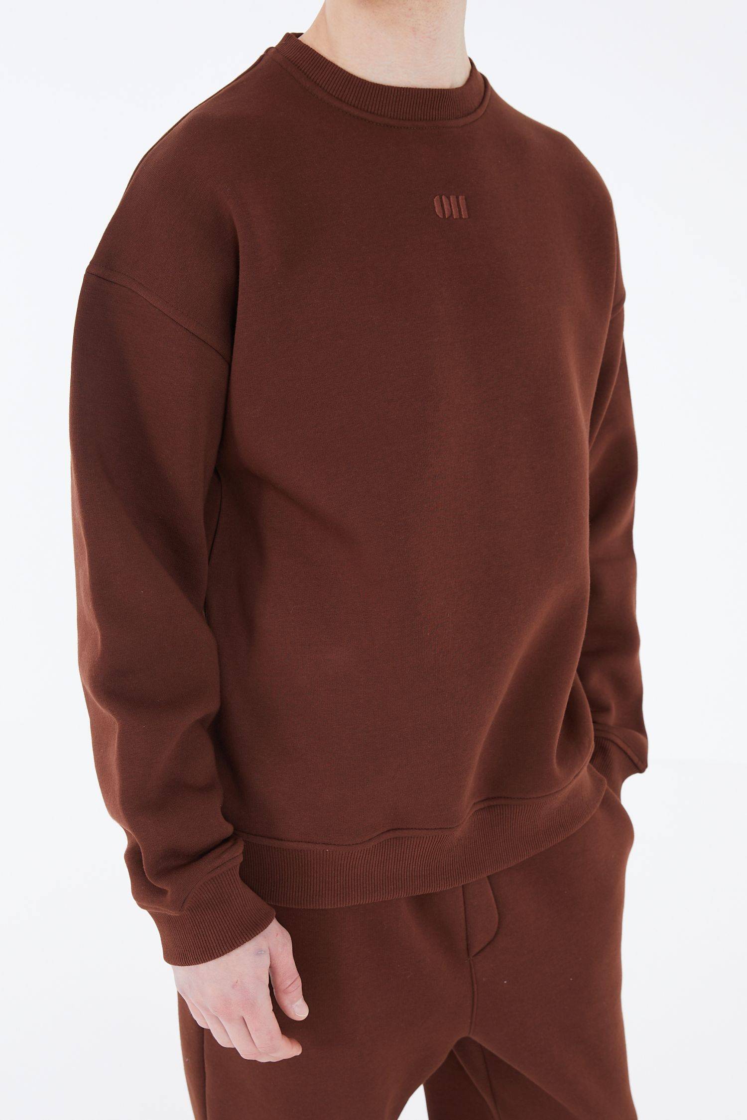 Basic Sweatshirt Oversize Fit Pullover Unisex XS Braun