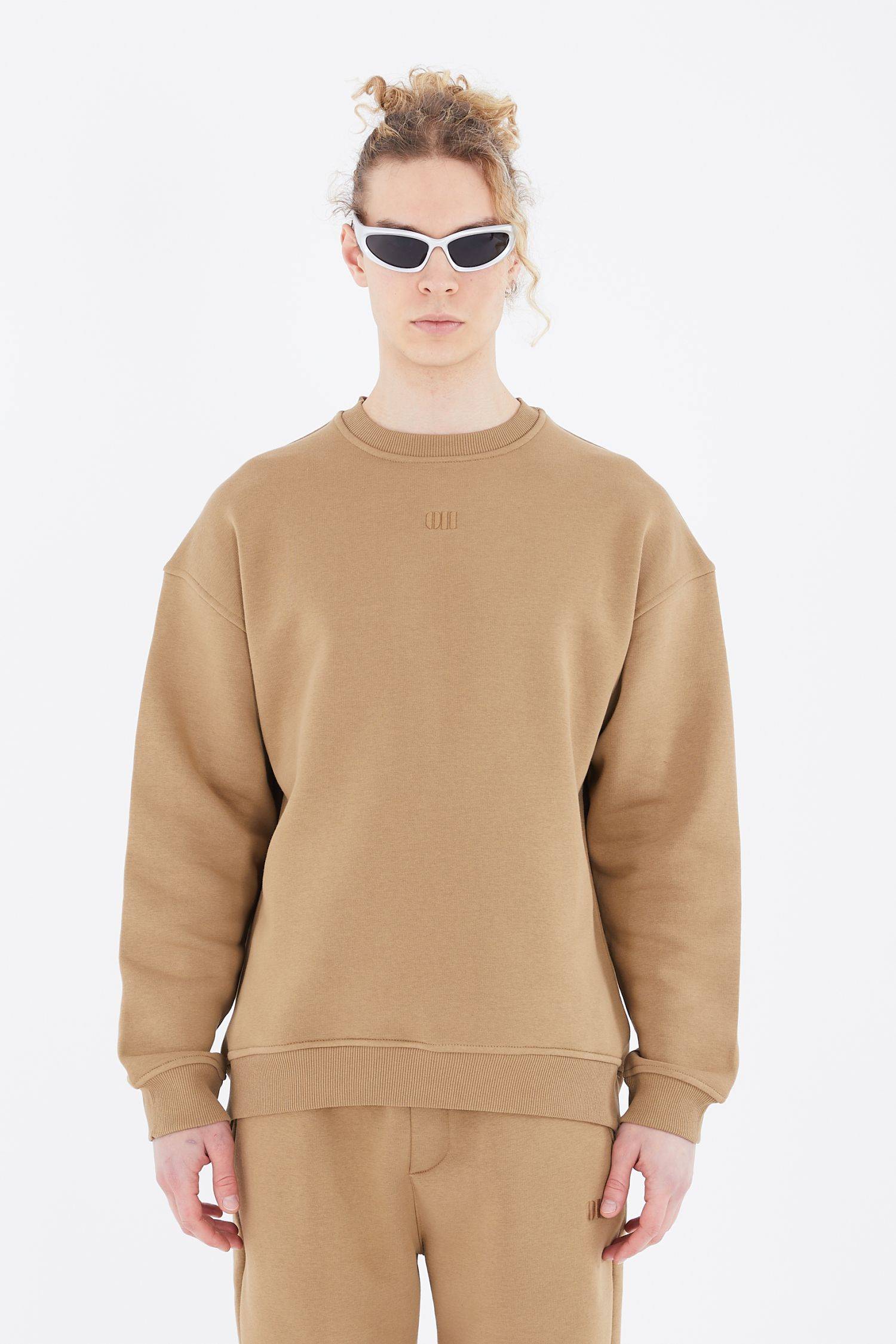 Basic Sweatshirt Oversize Fit Pullover Unisex XS Cappuccino