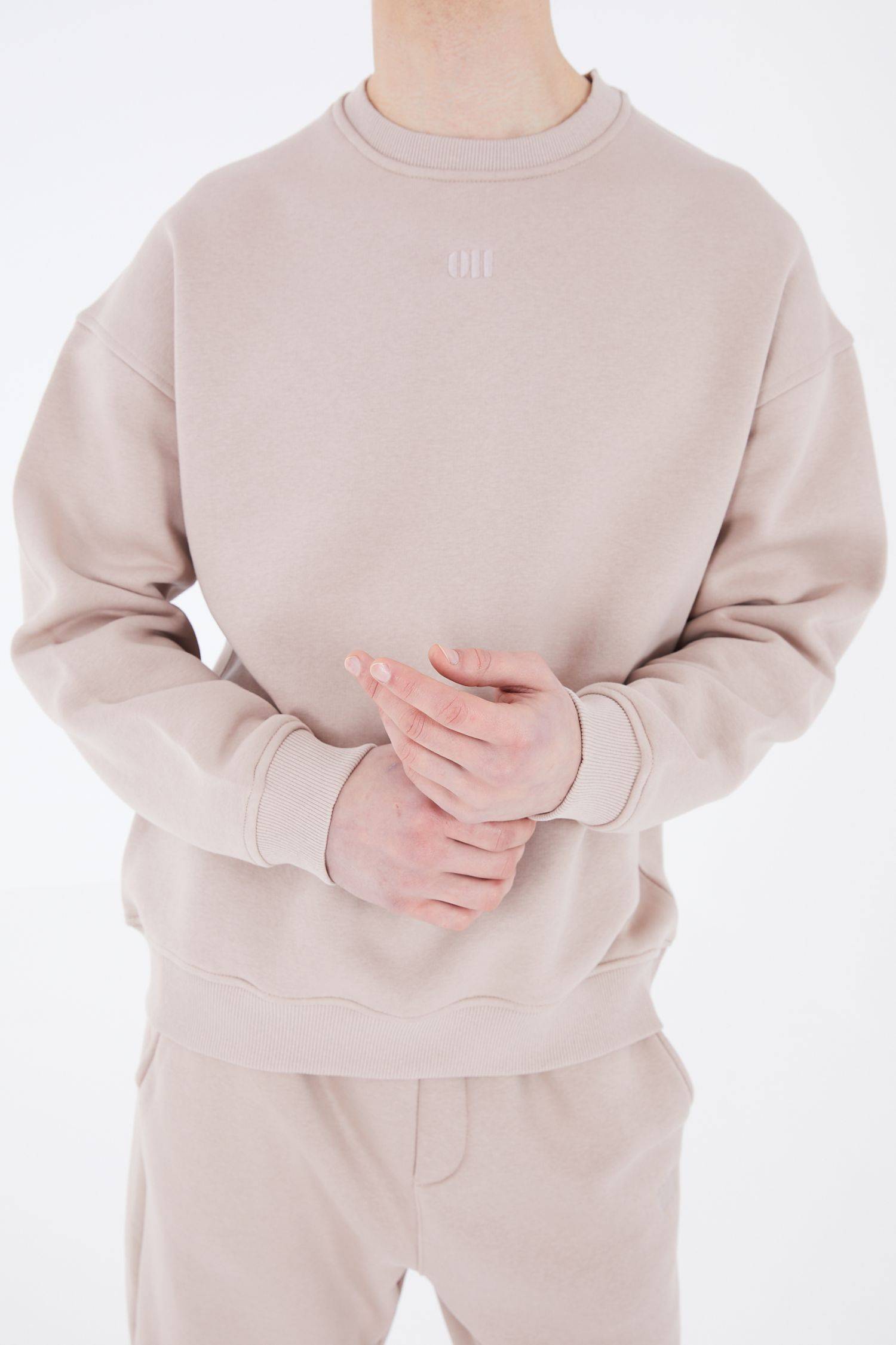 Basic Sweatshirt Oversize Fit Pullover Unisex S Beige