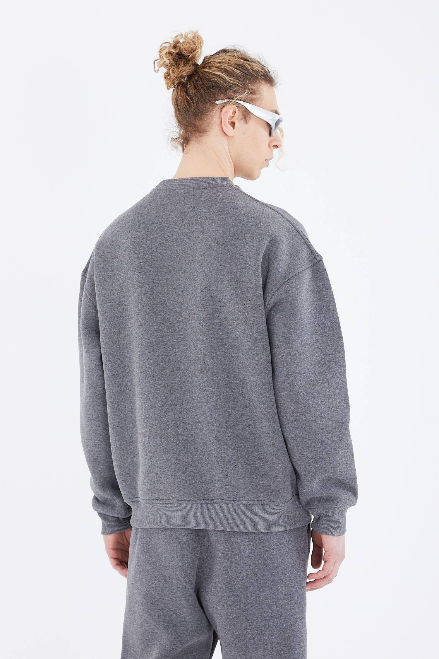 Basic Sweatshirt Oversize Fit Pullover Unisex S Anthrazit-Melange