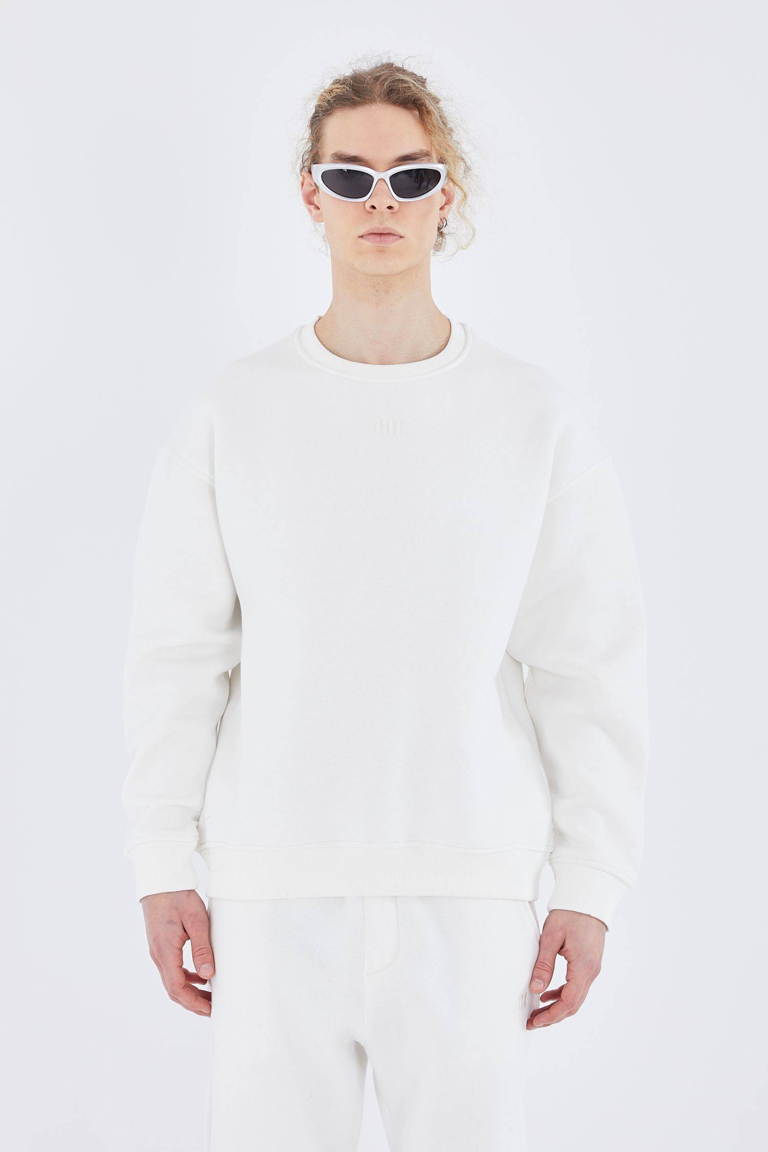 Basic Sweatshirt Oversize Fit Pullover Unisex S Weiß