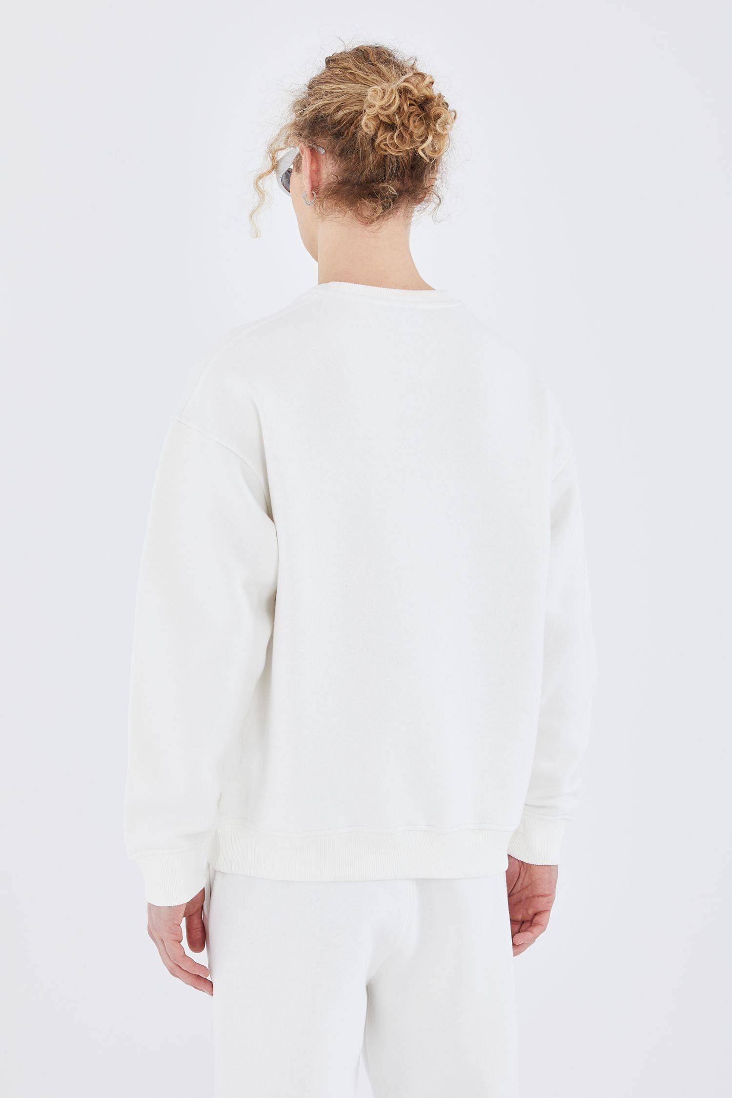 Basic Sweatshirt Oversize Fit Pullover Unisex S Weiß