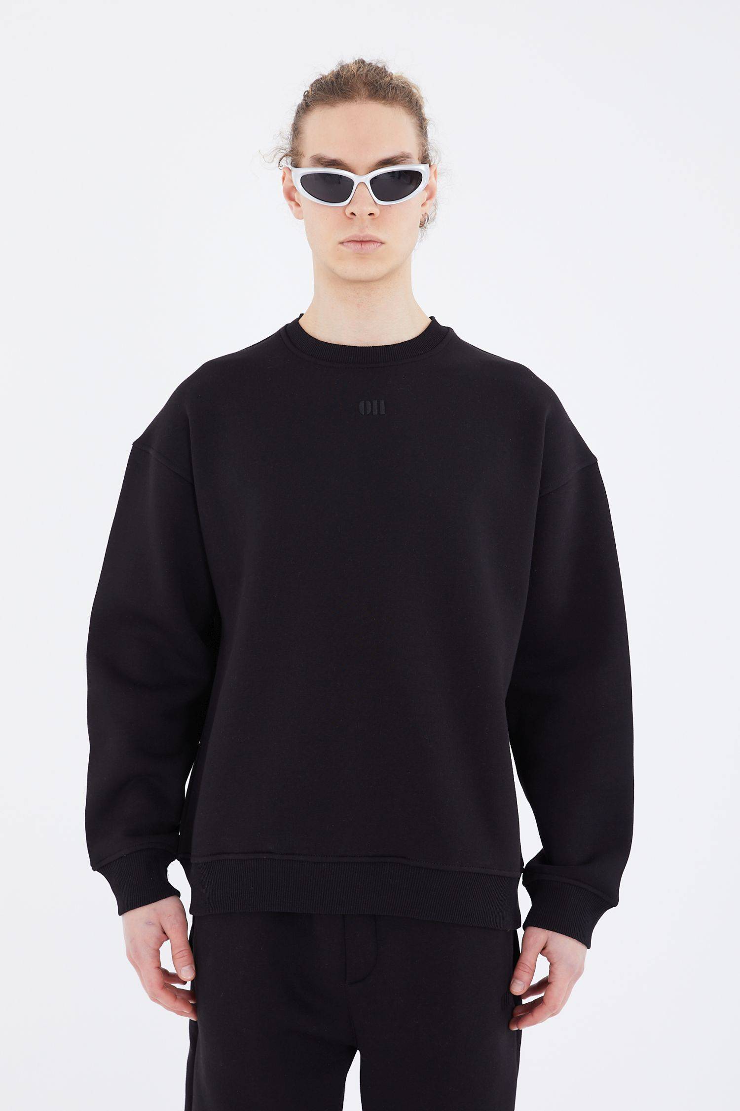 Basic Sweatshirt Oversize Fit Pullover Unisex M Schwarz