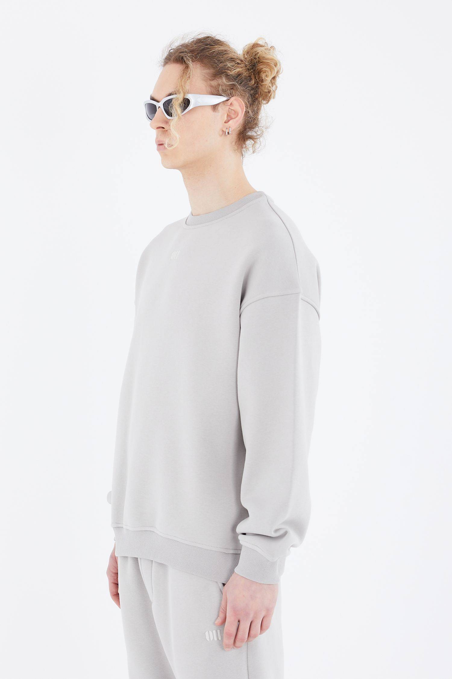 Basic Sweatshirt Oversize Fit Pullover Unisex M Grau