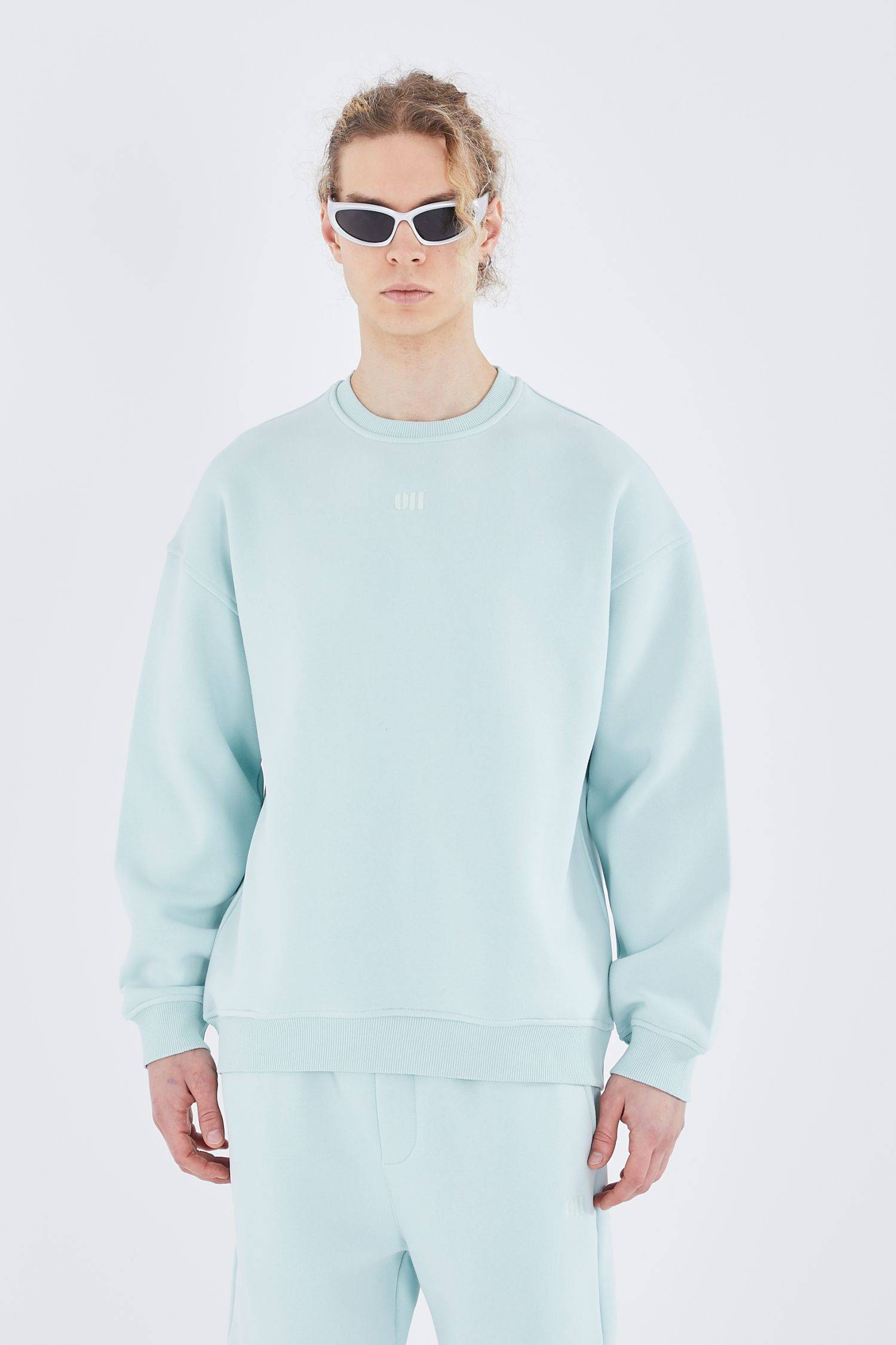 Basic Sweatshirt Oversize Fit Pullover Unisex M Mint