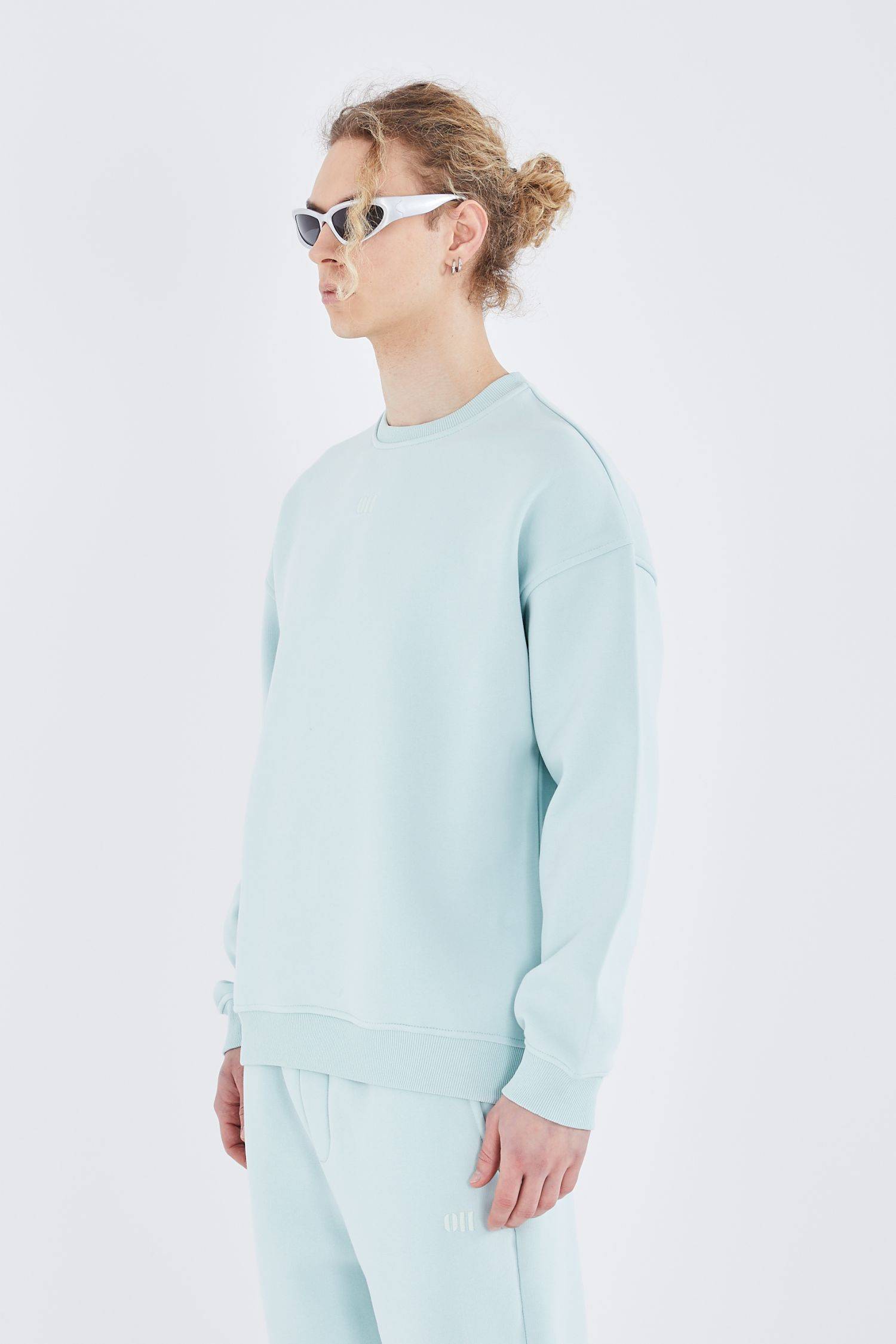 Basic Sweatshirt Oversize Fit Pullover Unisex M Mint