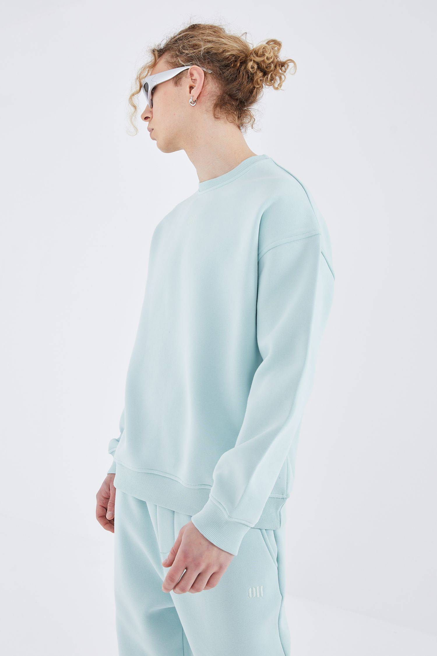 Basic Sweatshirt Oversize Fit Pullover Unisex M Mint