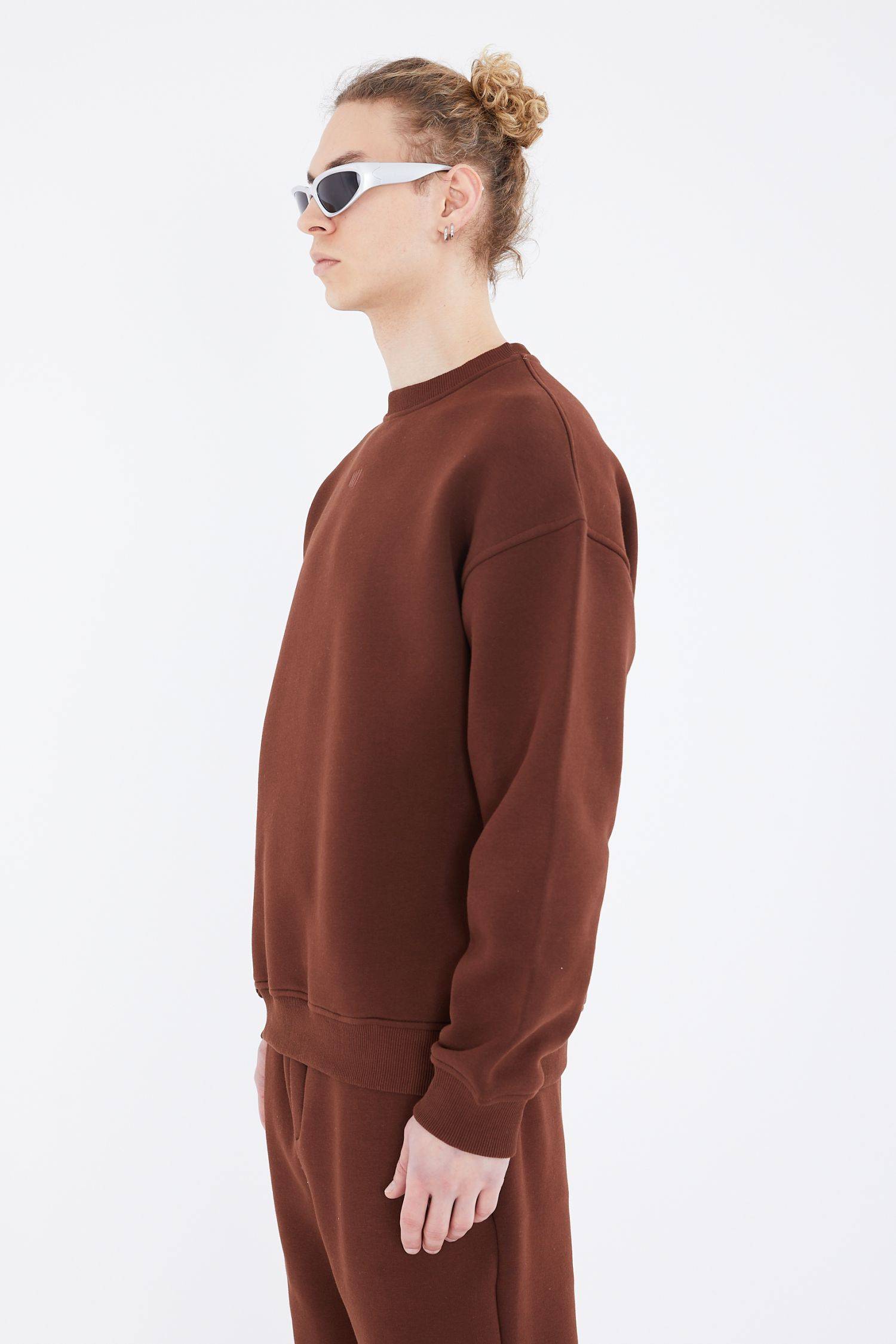 Basic Sweatshirt Oversize Fit Pullover Unisex L Braun