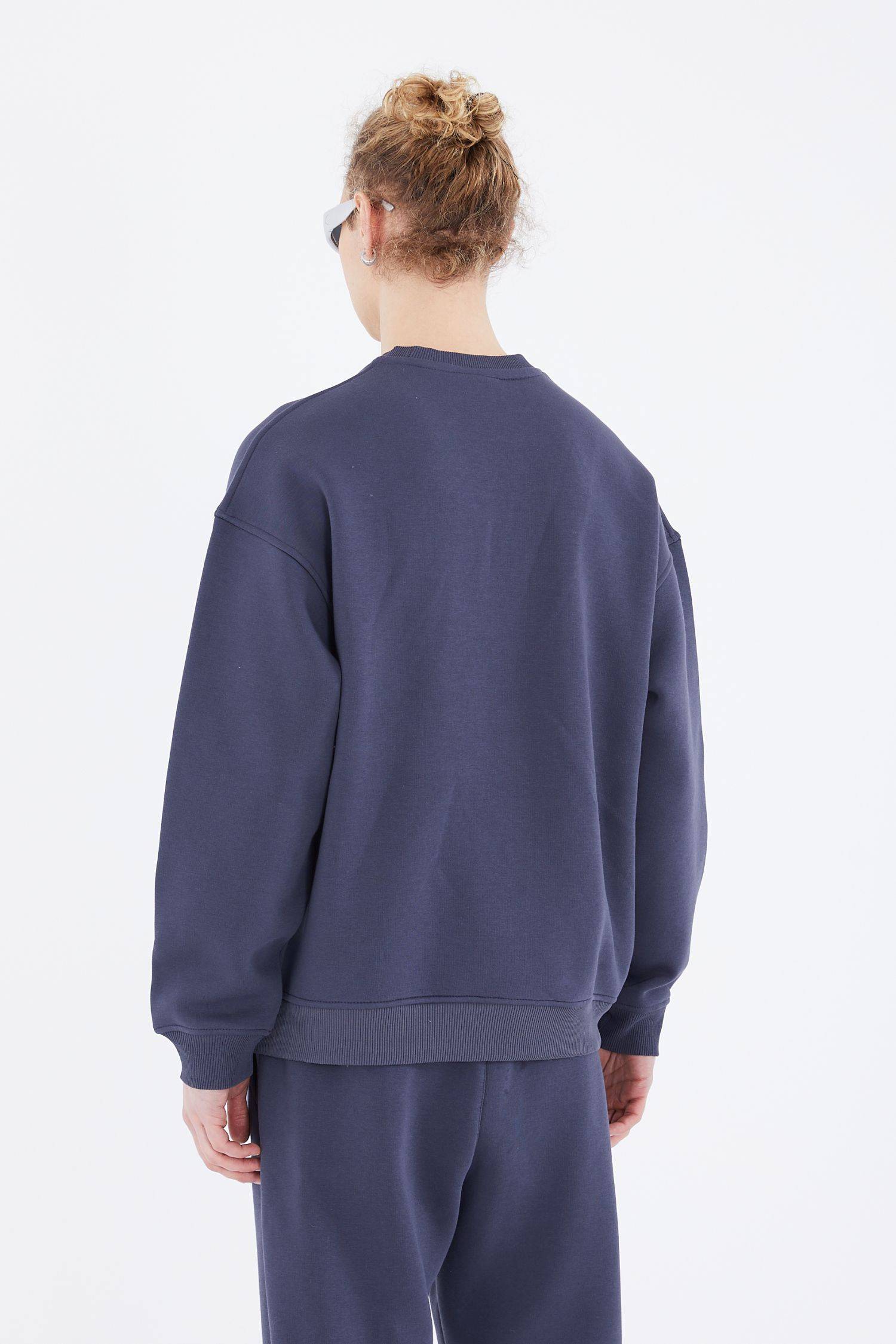 Basic Sweatshirt Oversize Fit Pullover Unisex L Dunkelblau