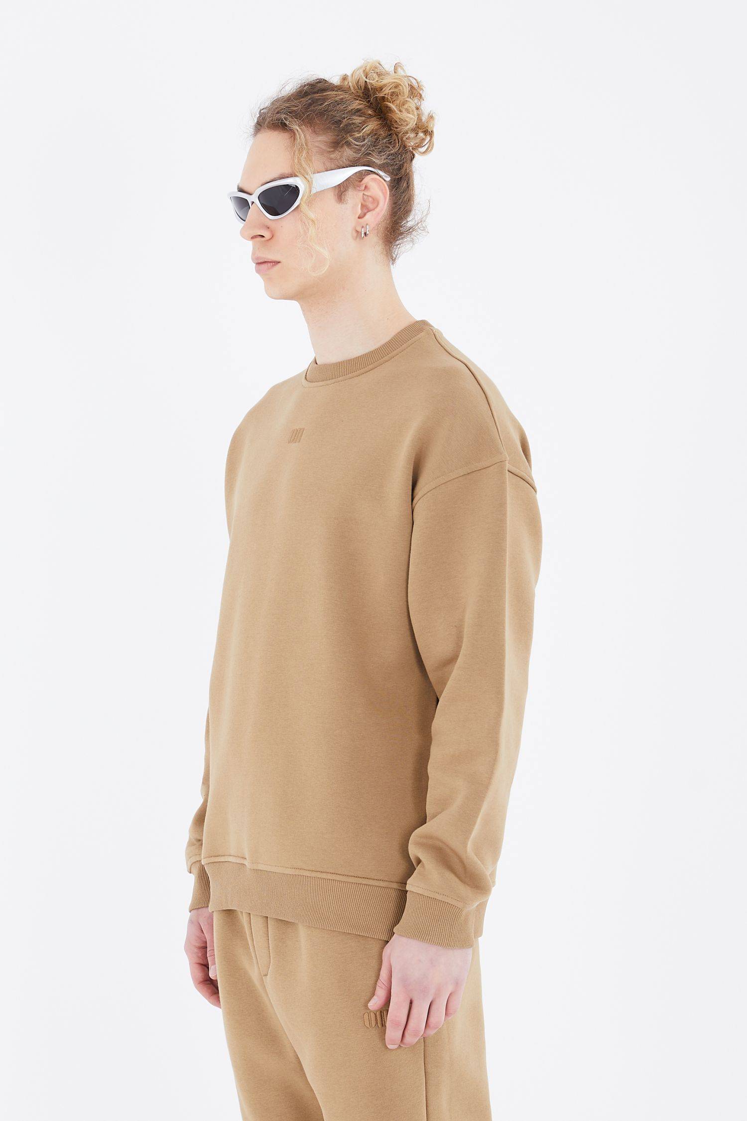 Basic Sweatshirt Oversize Fit Pullover Unisex XL Cappuccino