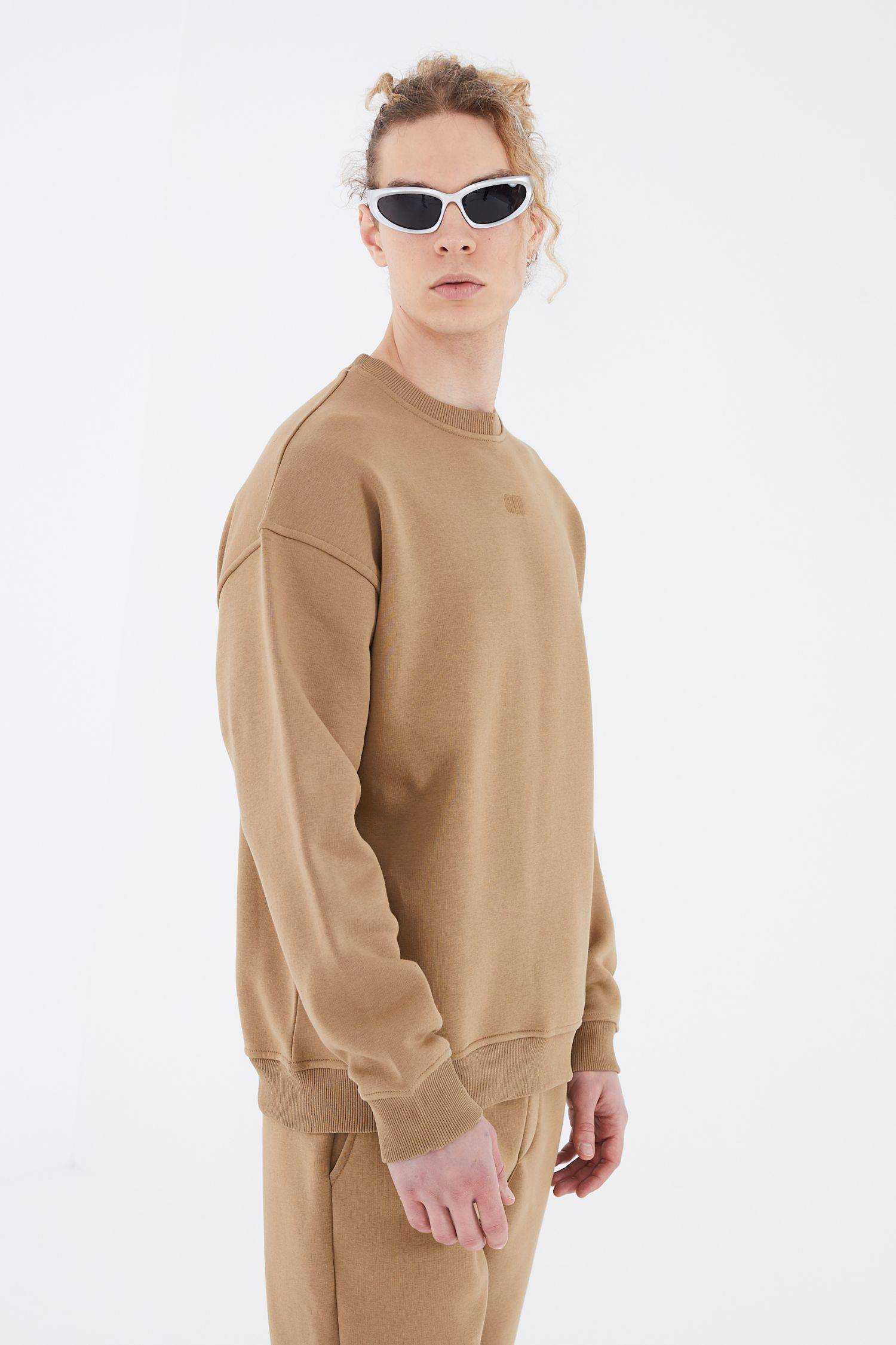 Basic Sweatshirt Oversize Fit Pullover Unisex XL Cappuccino