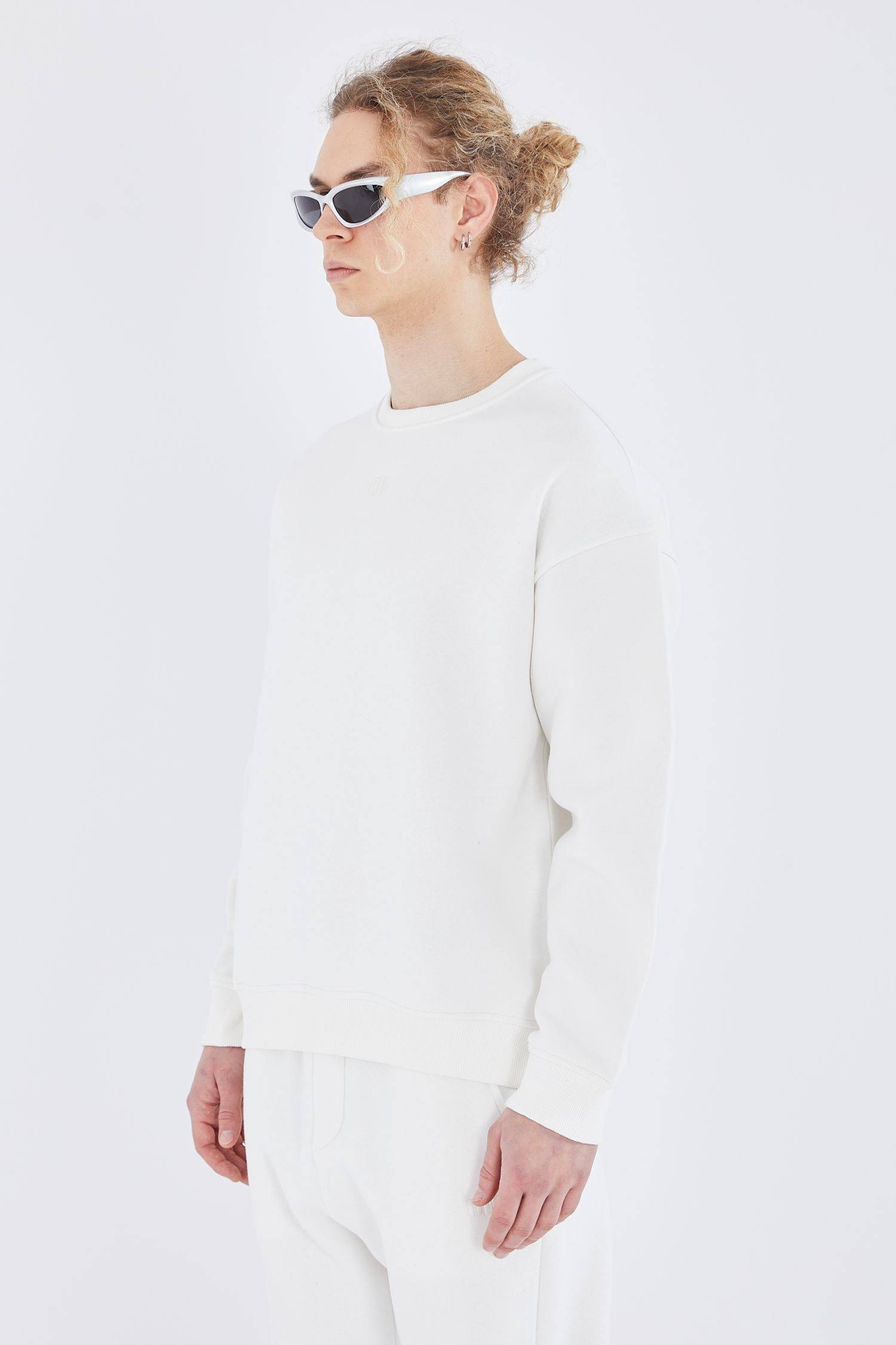 Basic Sweatshirt Oversize Fit Pullover Unisex XL Weiß