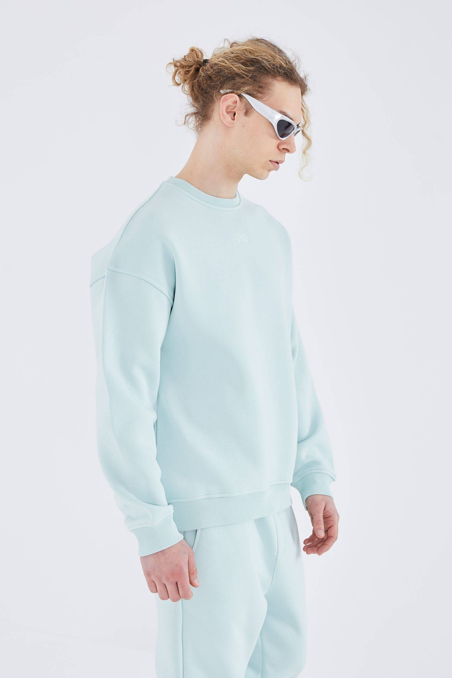 Basic Sweatshirt Oversize Fit Pullover Unisex XL Mint