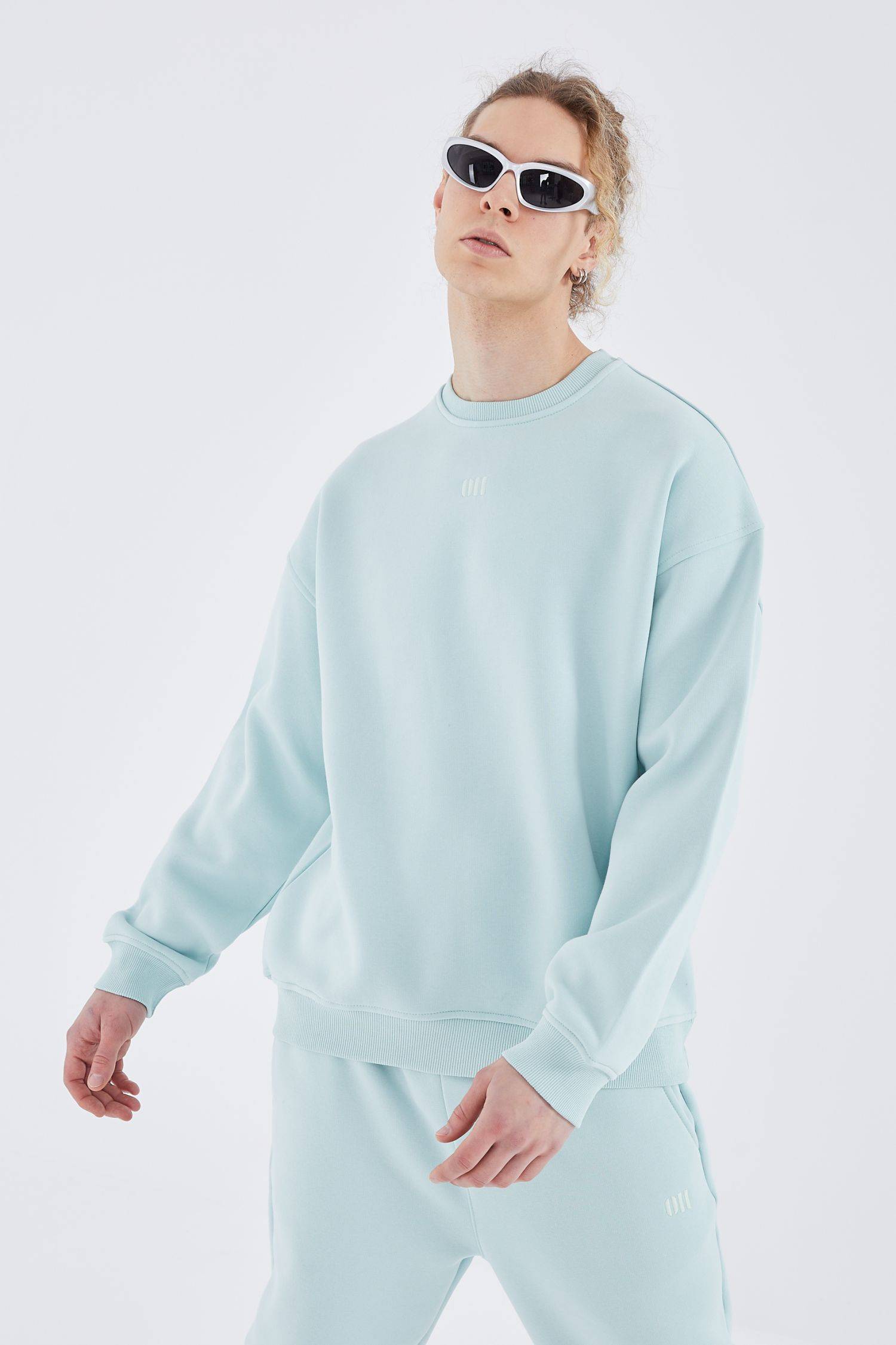 Basic Sweatshirt Oversize Fit Pullover Unisex XL Mint