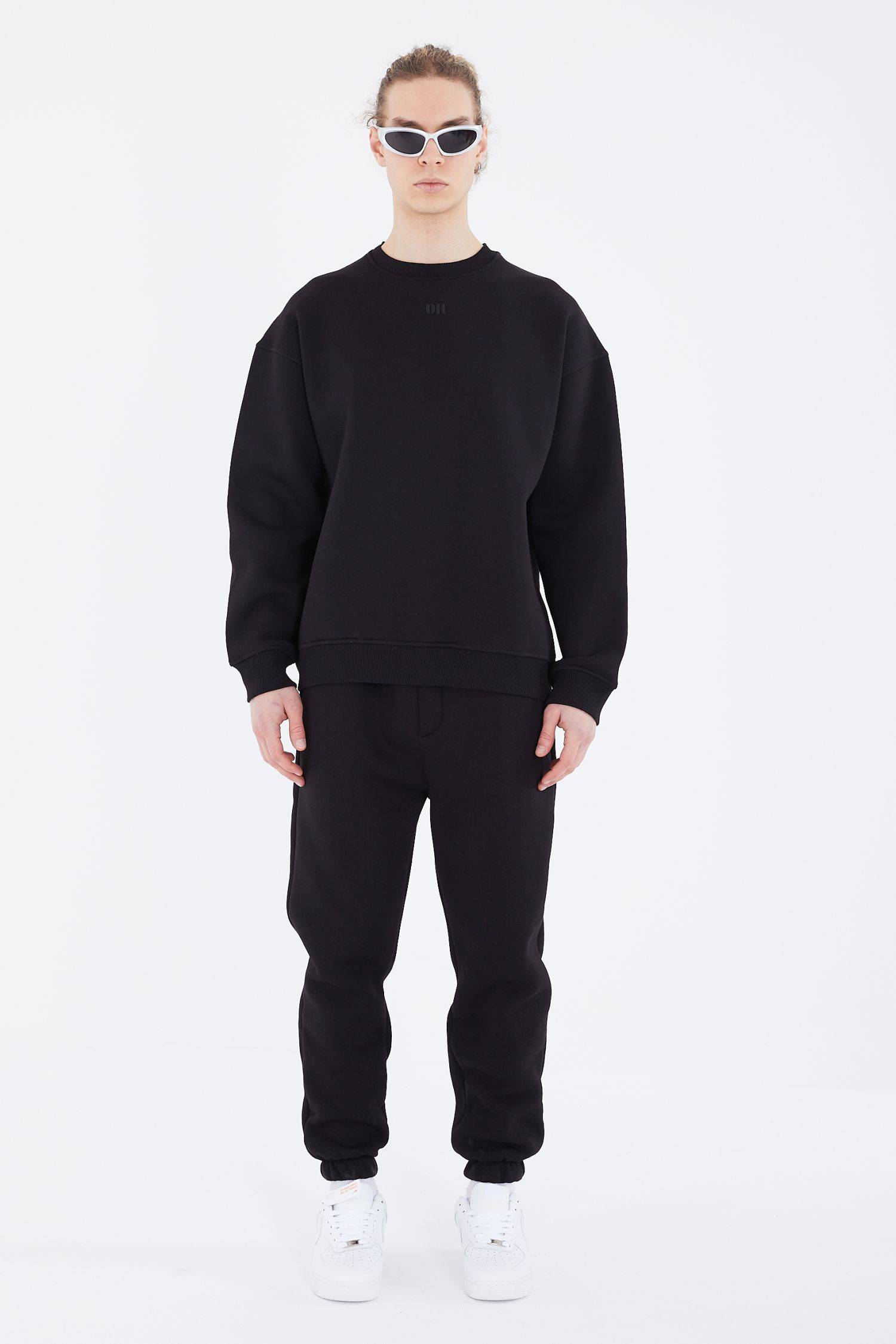 Basic Sweatshirt Oversize Fit Pullover Unisex 2XL Schwarz