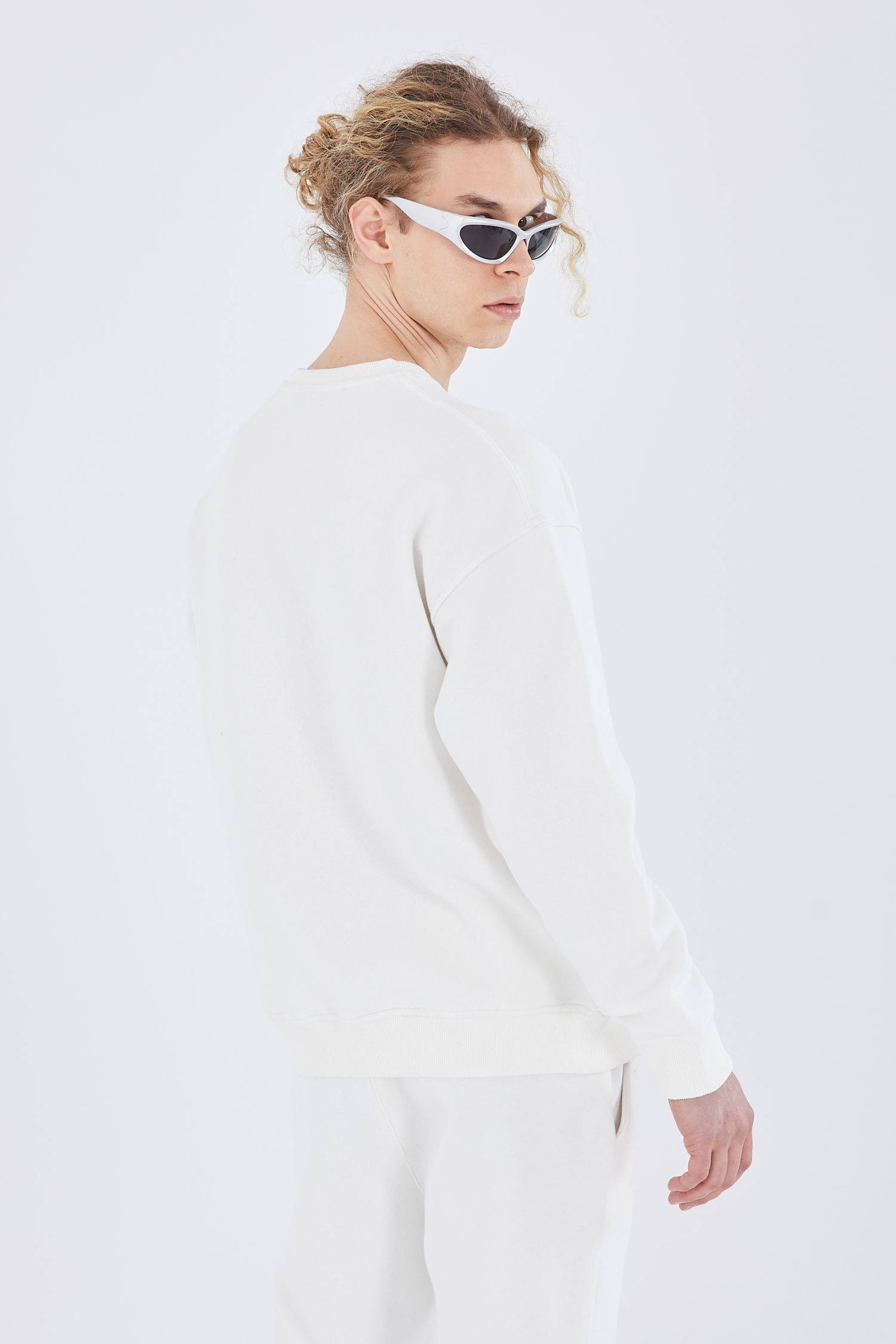 Basic Sweatshirt Oversize Fit Pullover Unisex 2XL Weiß