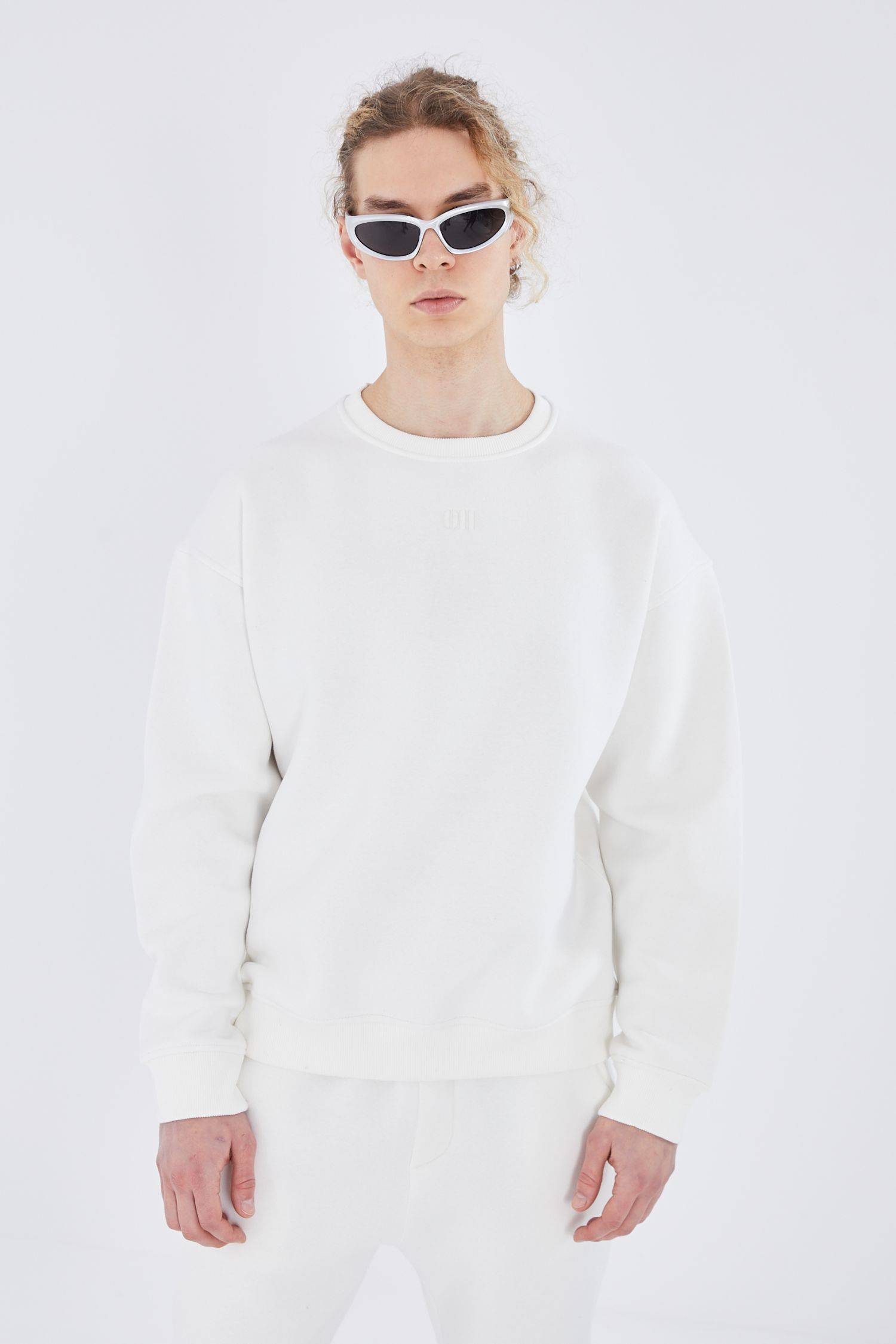 Basic Sweatshirt Oversize Fit Pullover Unisex 2XL Weiß