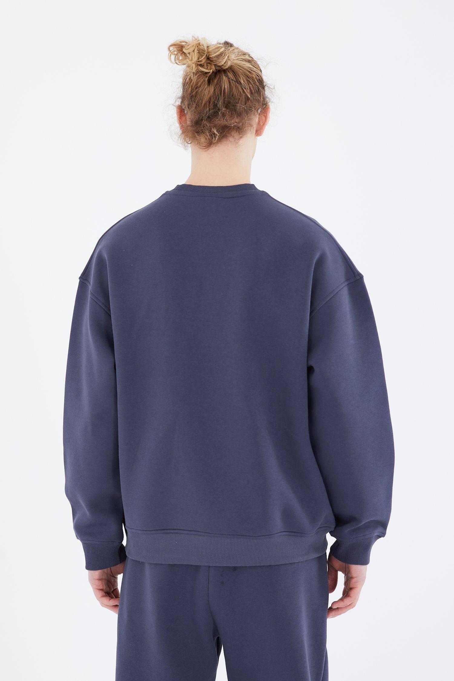 Basic Sweatshirt Oversize Fit Pullover Unisex S Blau-Smoke