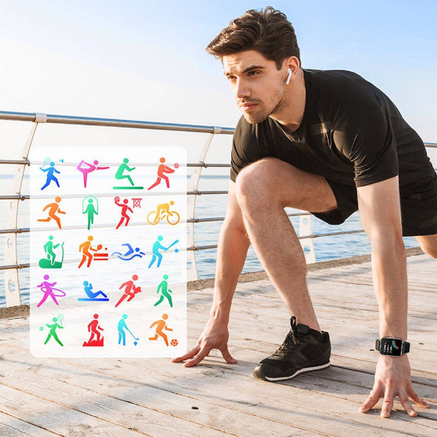 Joyroom Fit-Life Smartwatch Armbanduhr IP68 Gesundheitsüberwachung Herzfrequenz Dunkelgrau (JR-FT3)