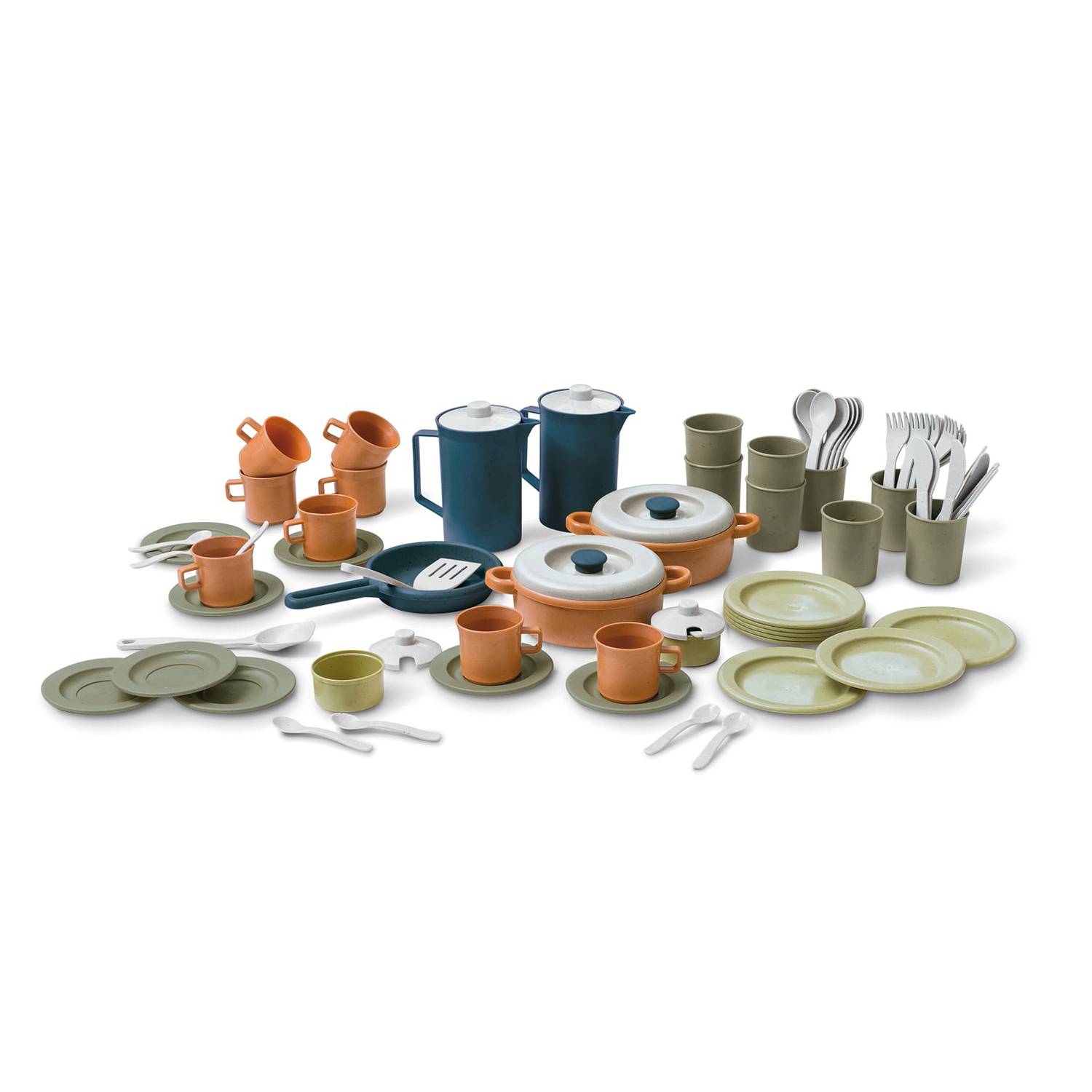 dantoy 6954 Green Eco Kaffee und Ess-Set, mehrfarbig, 79-teilig (1 Set)