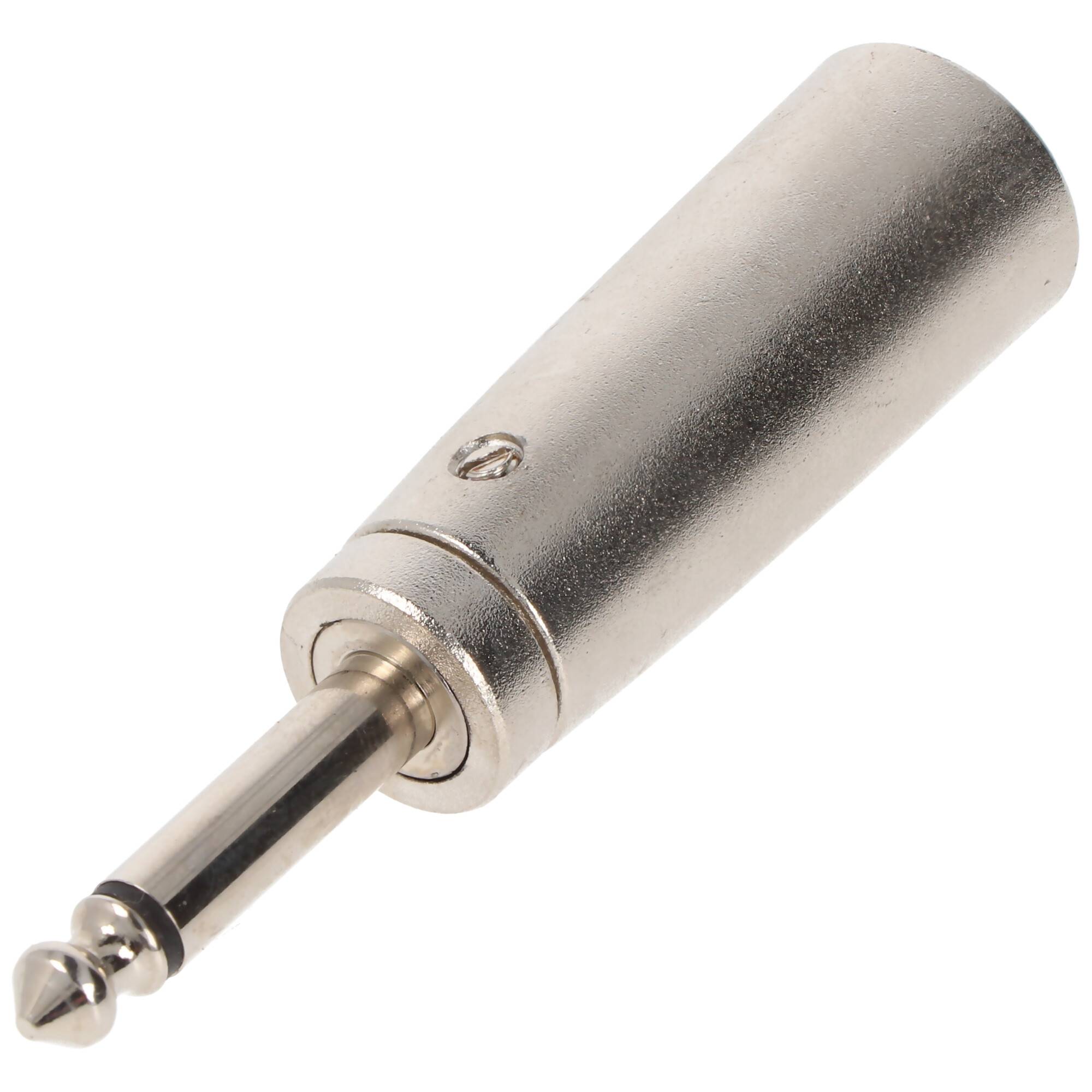 Goobay XLR-Adapter, AUX-Klinke 6,35 mm, Mono-Stecker zu XLR-Stecker - 1x XLR-Stecker (3-polig) > 1x 6,35-mm-Klinkensteck