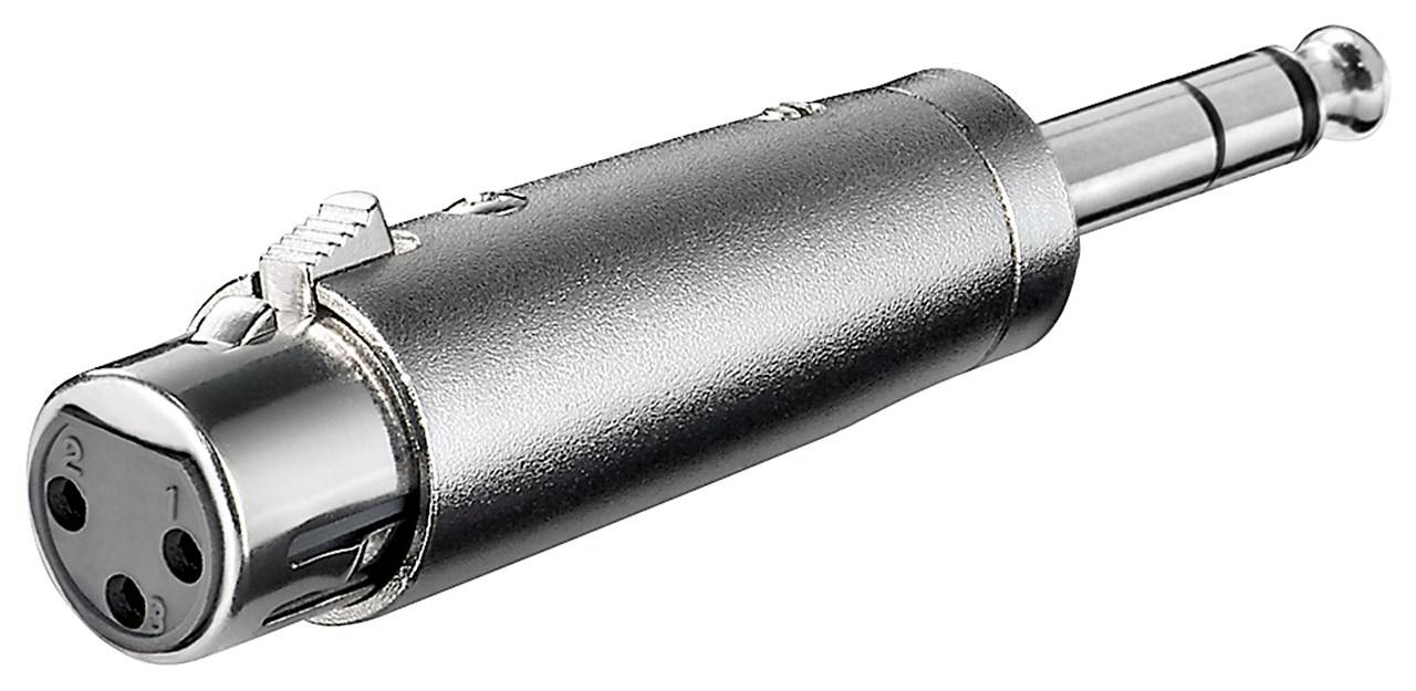 Goobay XLR-Adapter, AUX-Klinke 6,35 mm, Stereo-Stecker zu XLR-Buchse - 1x XLR-Buchse (3-polig) > 1x 6,35-mm-Klinkensteck