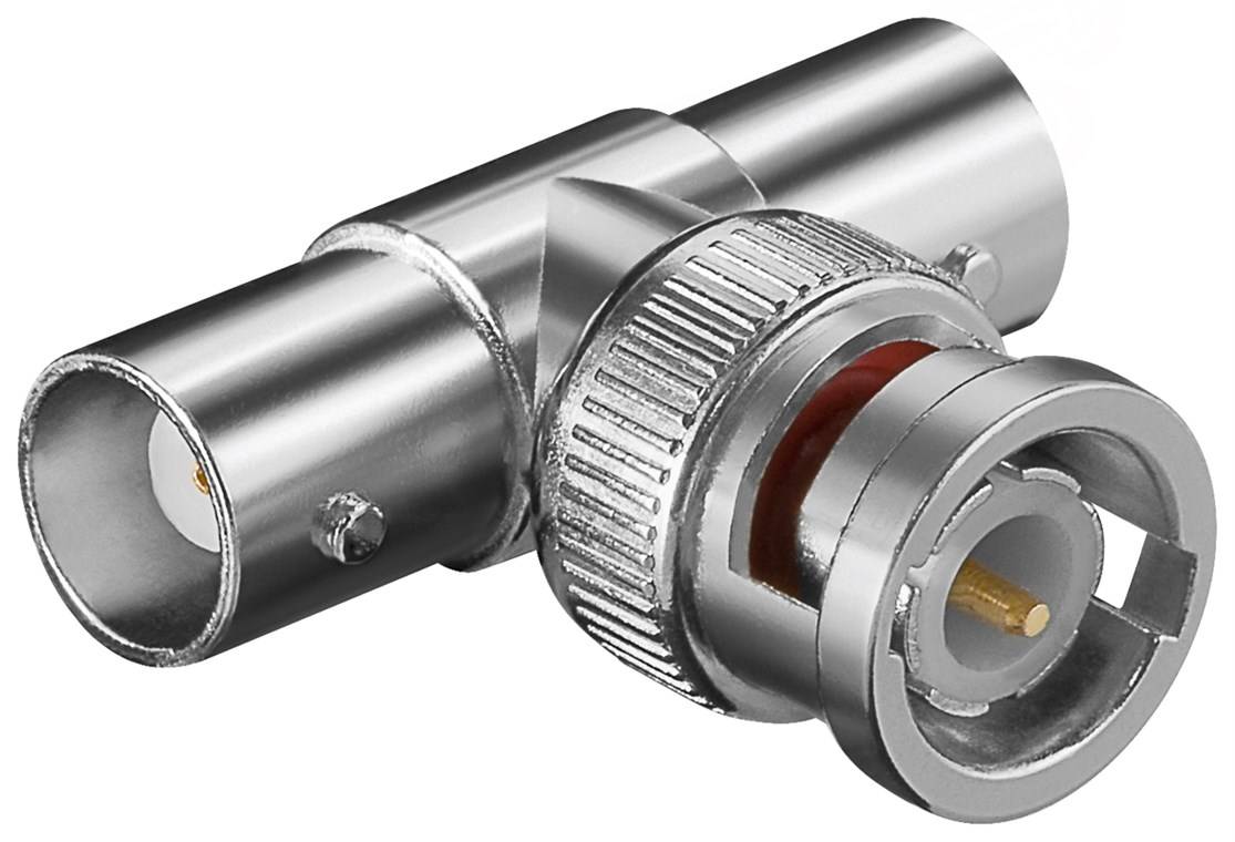 Goobay BNC-Stecker > 2x BNC-Kupplung - T-Adapter mit vergoldeten Kontakten