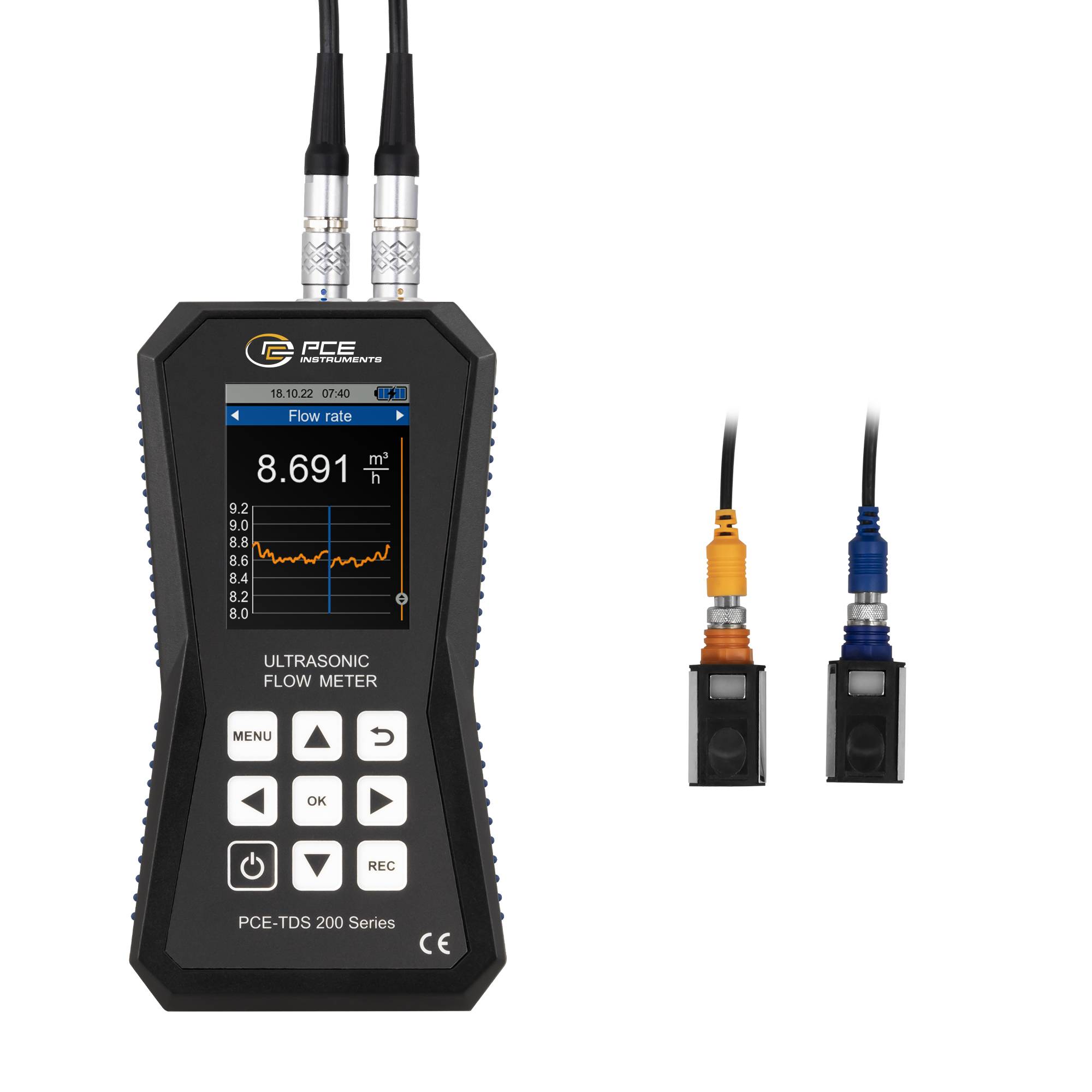PCE Instruments Ultraschall-Durchflussmessgerät PCE-TDS 200 S-ICA inkl. ISO-Zertifikat |Sensoren |Auflösung: 0,001 m/s
